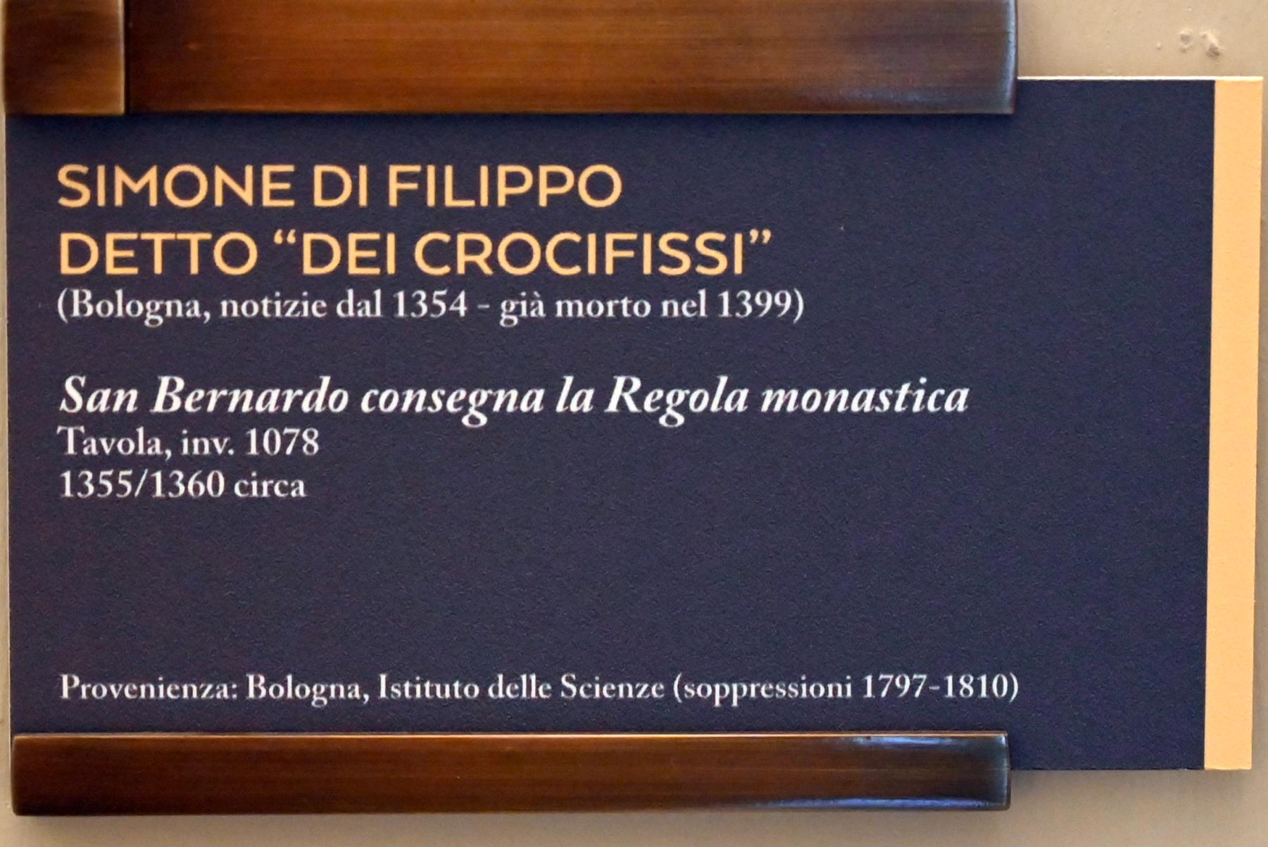 Simone dei Crocifissi (Simone di Filippo Benvenuti) (1352–1399), Der hl. Bernhard übergibt die Klosterregel, Bologna, Pinacoteca Nazionale, Saal 2, um 1355–1360, Bild 2/2