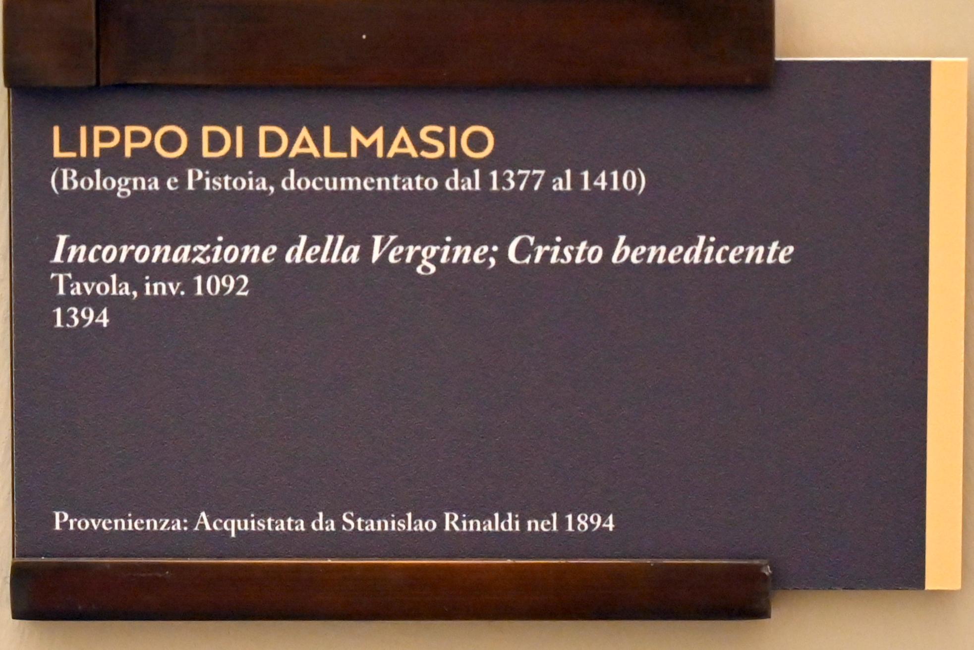 Lippo di Dalmasio (1385–1394), Marienkrönung und segnender Christus, Bologna, Pinacoteca Nazionale, Saal 2, 1394, Bild 2/2