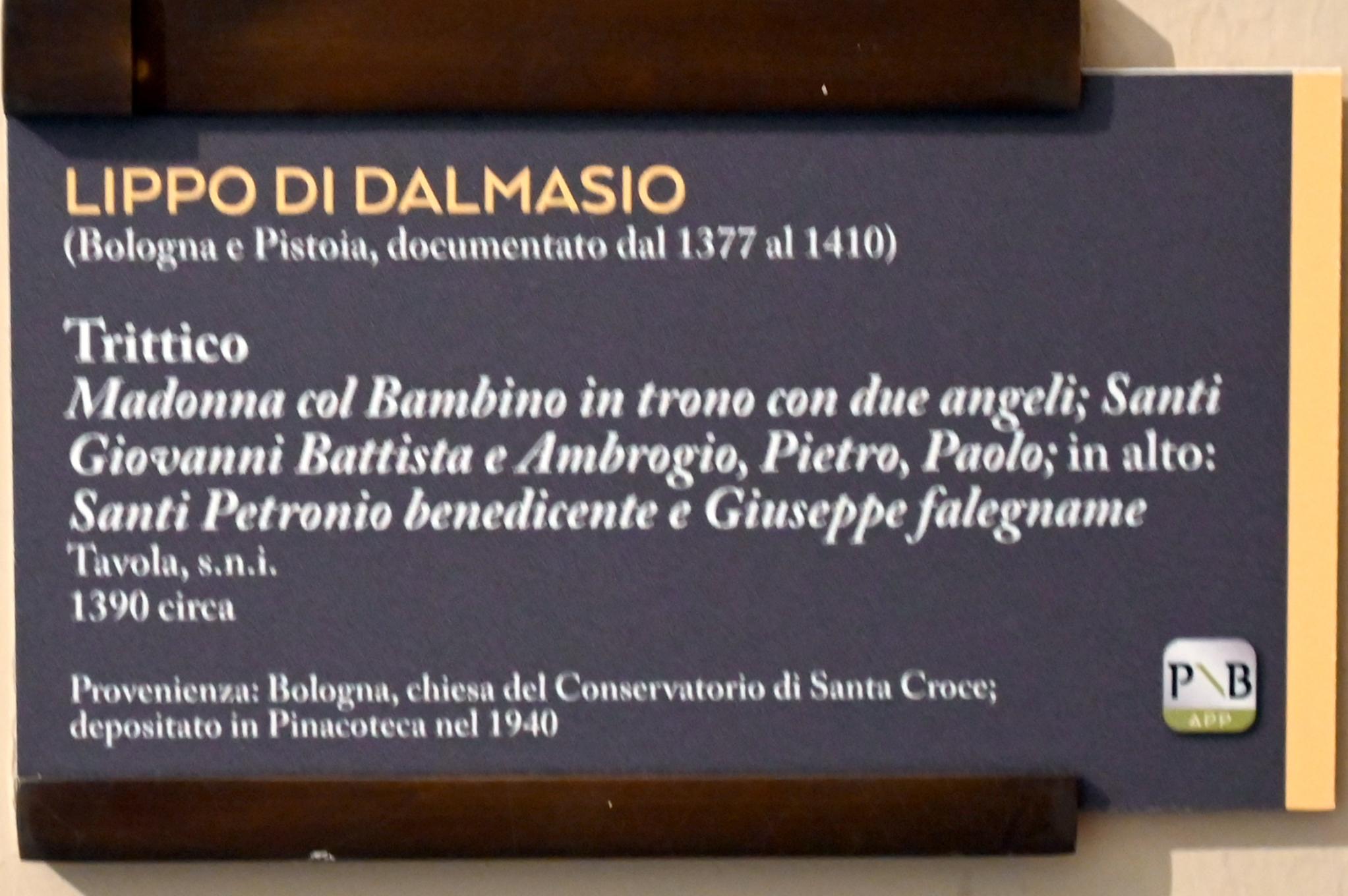 Lippo di Dalmasio (1385–1394), Triptychon, Bologna, chiesa del Conservatorio di Santa Croce, jetzt Bologna, Pinacoteca Nazionale, Saal 2, um 1390, Bild 2/3