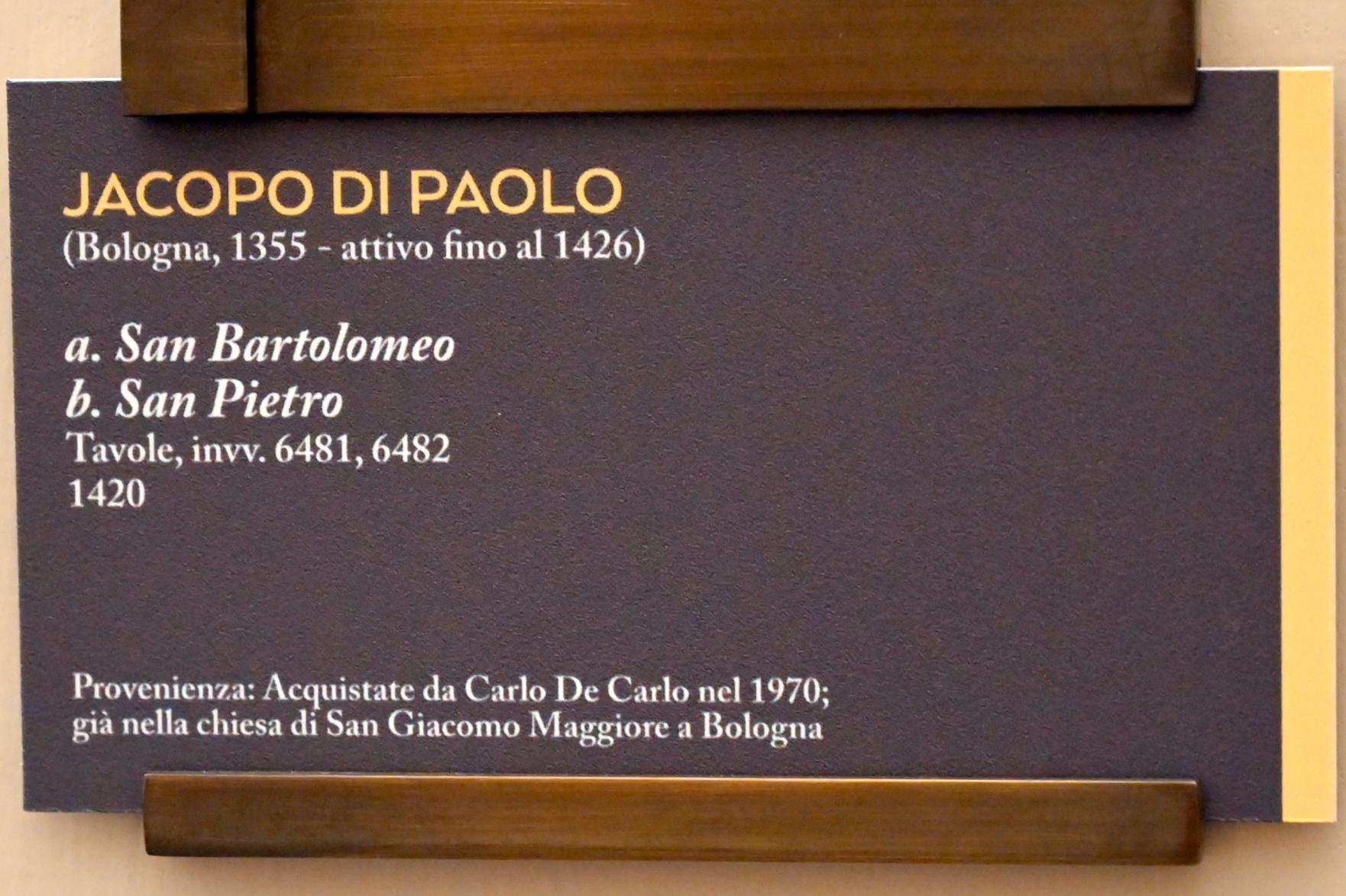 Jacopo di Paolo (1402–1420), Hl. Petrus, Bologna, Basilika San Giacomo Maggiore, jetzt Bologna, Pinacoteca Nazionale, Saal 2, 1420, Bild 2/2