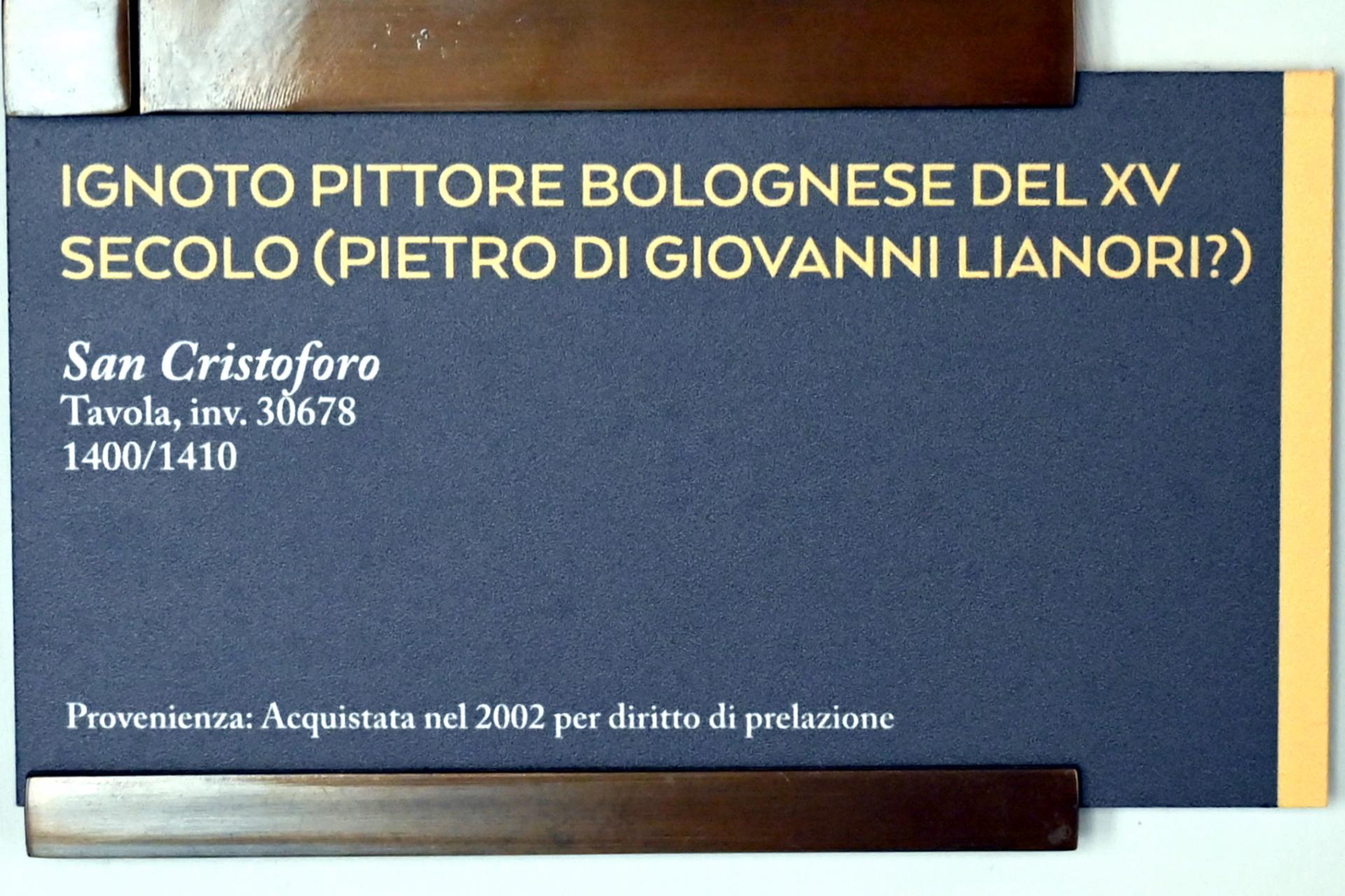 Heiliger Christophorus, Bologna, Pinacoteca Nazionale, Saal 3, 1400–1410, Bild 2/2