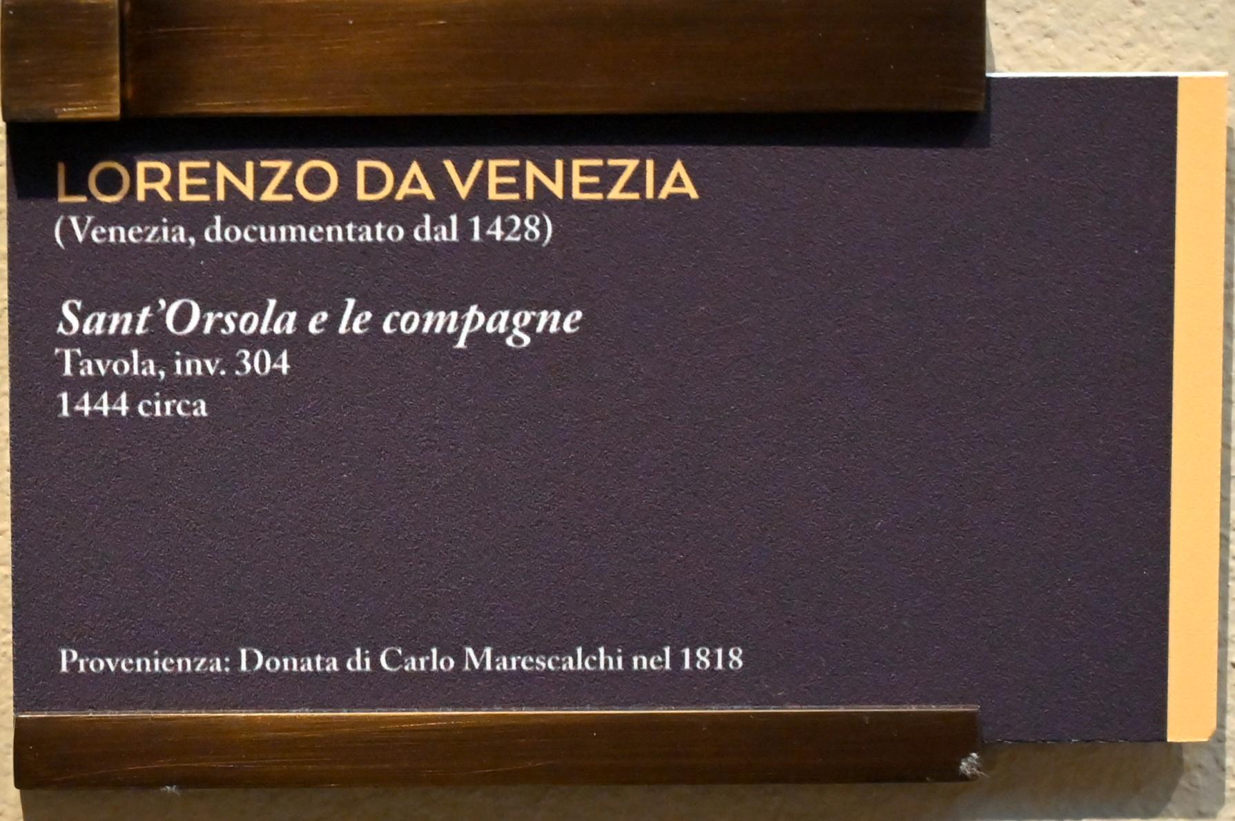 Lorenzo da Venezia (1444), Die Heilige Ursula mit ihren Gefährten, Bologna, Pinacoteca Nazionale, Saal 5, um 1444, Bild 2/2
