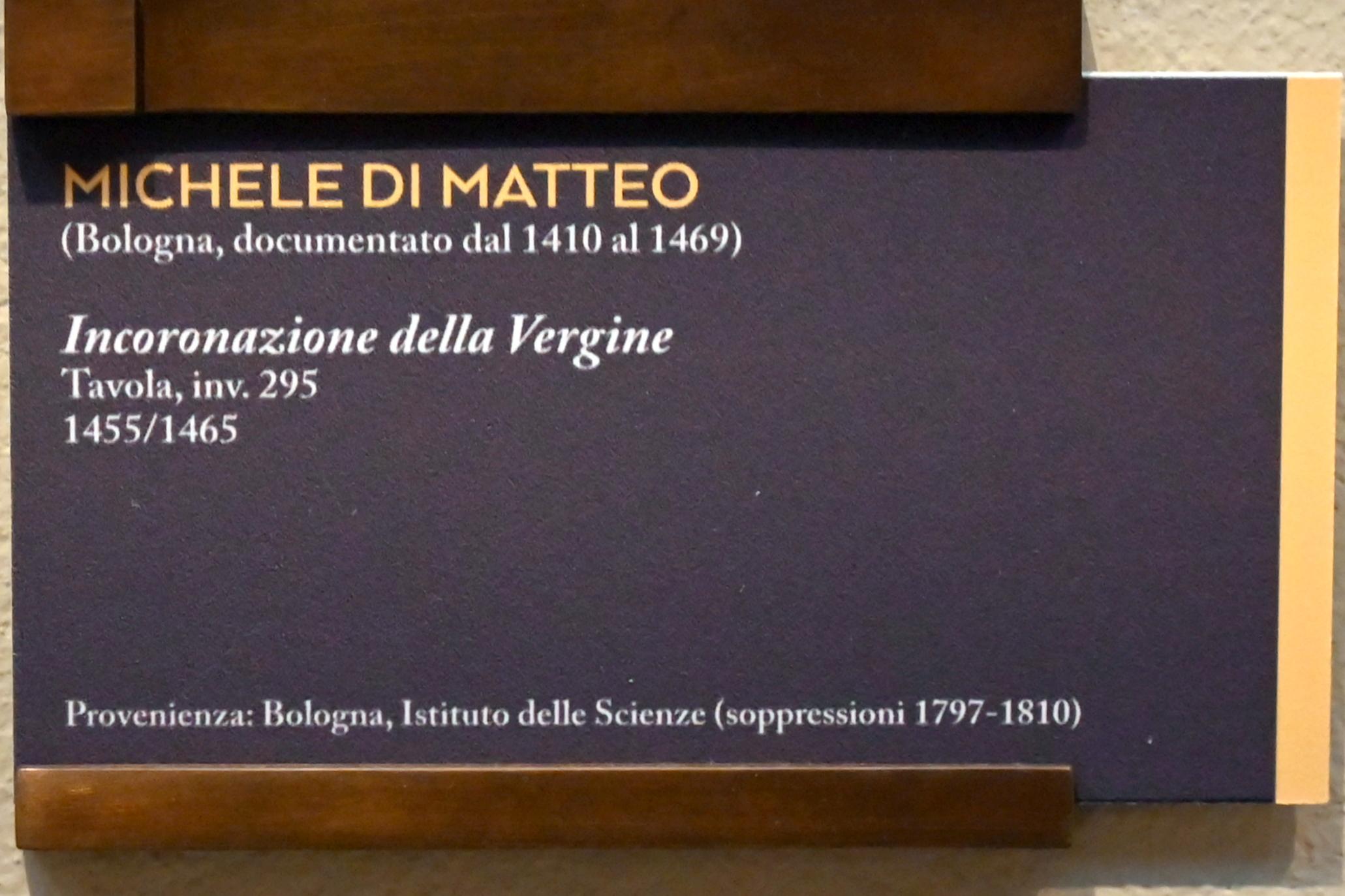 Michele di Matteo da Bologna (1432–1469), Krönung Mariens, Bologna, Pinacoteca Nazionale, Saal 5, 1455–1465, Bild 2/2