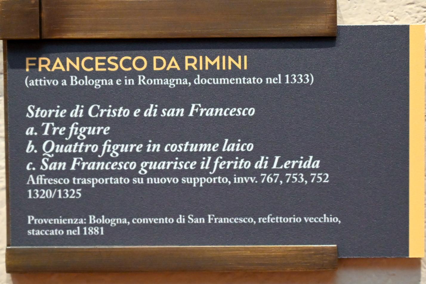 Francesco da Rimini (1322–1336), Drei Figuren, Bologna, Kloster San Francesco, jetzt Bologna, Pinacoteca Nazionale, Saal 6, 1320–1325, Bild 2/2