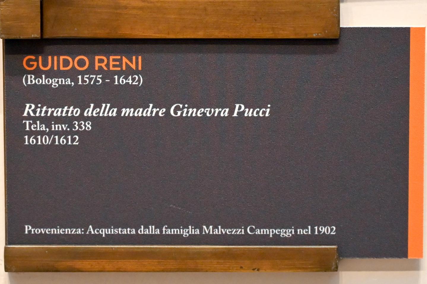 Guido Reni (1596–1641), Porträt der Geneva Pucci, Mutter des Künstlers, Bologna, Pinacoteca Nazionale, Saal 24, 1610–1612, Bild 2/2