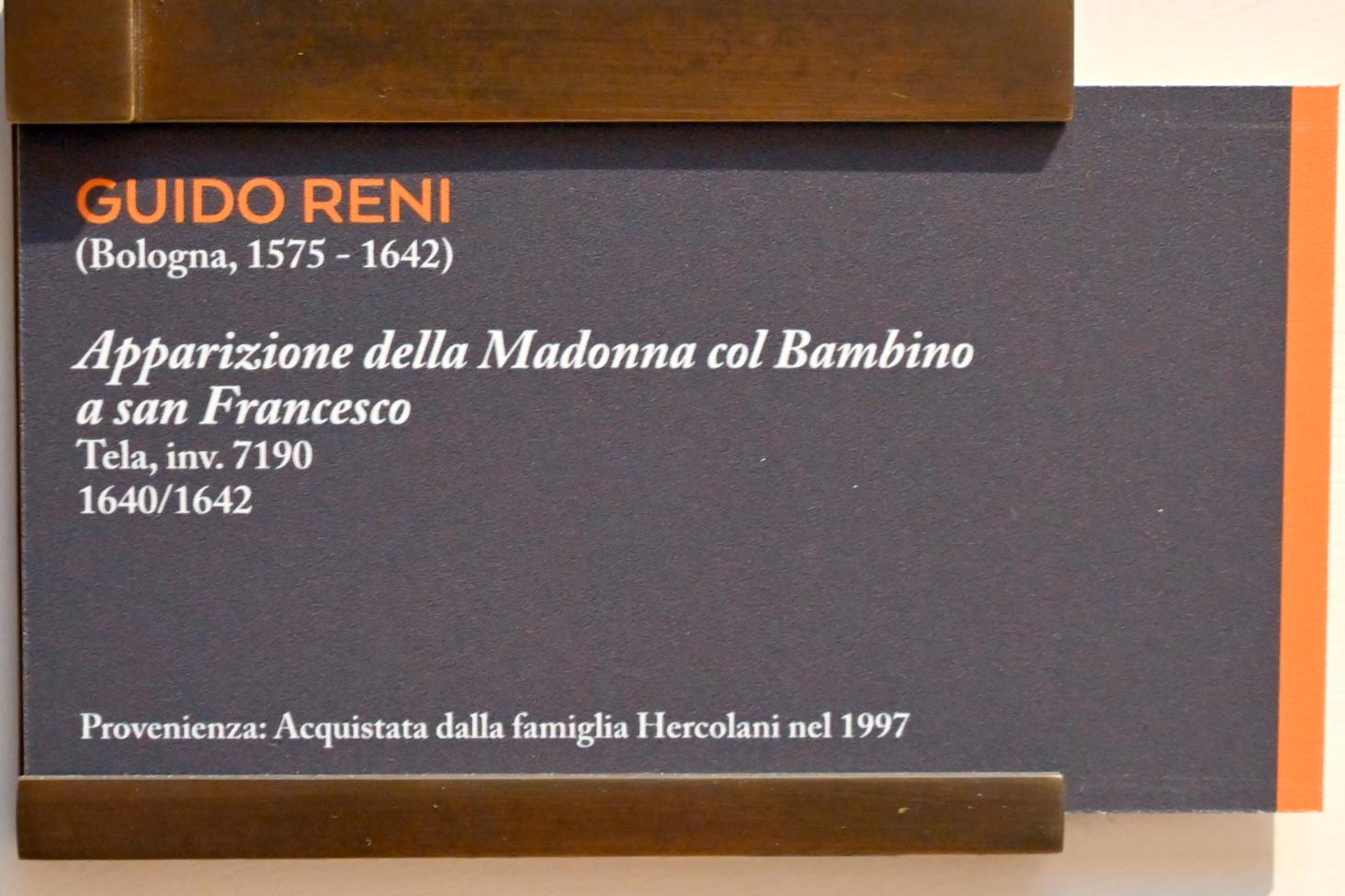 Guido Reni (1596–1641), Maria mit Kind erscheinen dem Hl. Franziskus, Bologna, Pinacoteca Nazionale, Saal 24, 1640–1642, Bild 2/2