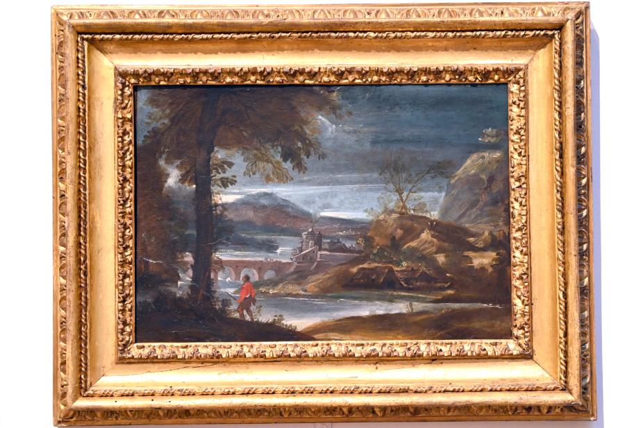 Annibale Carracci (1582–1609), Flusslandschaft mit Jäger, Bologna, Pinacoteca Nazionale, Saal 30, um 1600