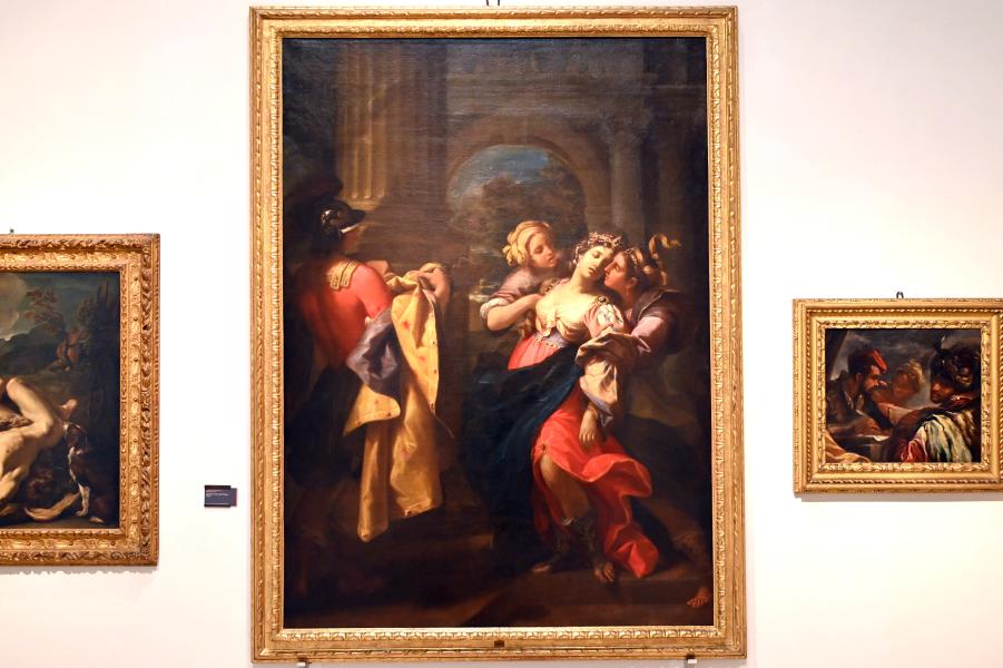 Lorenzo Pasinelli (1674–1685), Julia, die Gattin des Pompeius, fällt in Ohnmacht, Bologna, Pinacoteca Nazionale, Saal 27, 1673–1676, Bild 1/2