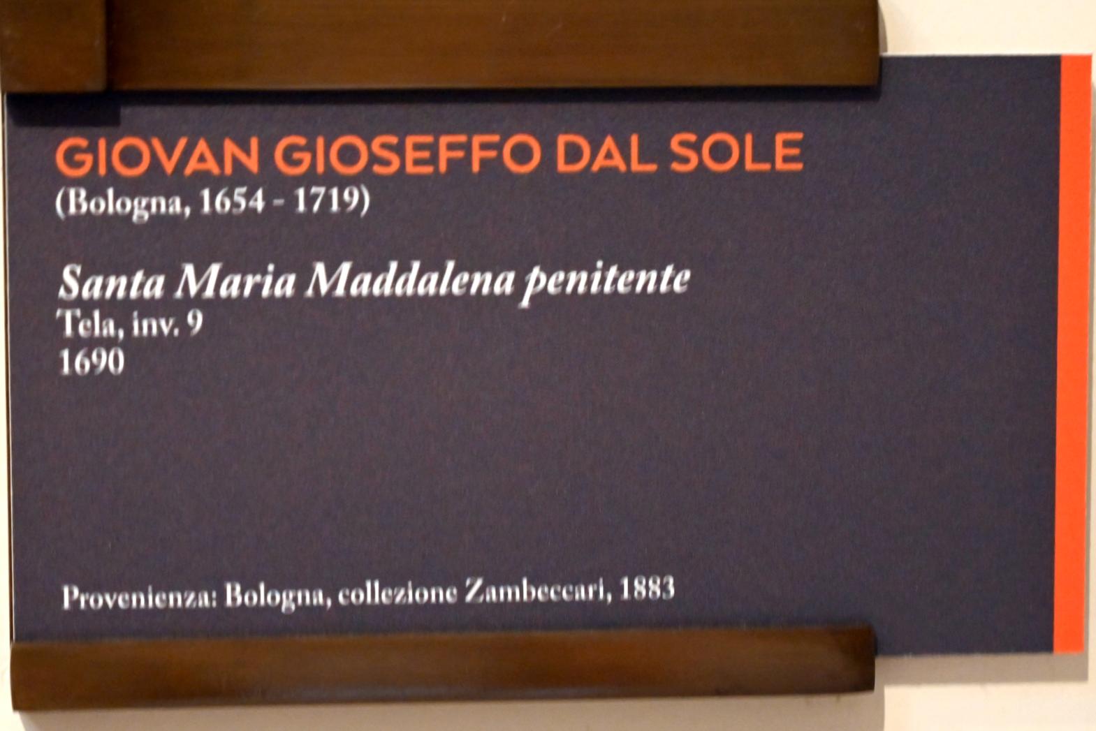 Giovan Gioseffo Dal Sole (1690–1707), Die heilige Maria Magdalena als Büßerin, Bologna, ehem. Chiesa di Santa Margherita, jetzt Bologna, Pinacoteca Nazionale, Saal 27, 1690, Bild 2/2