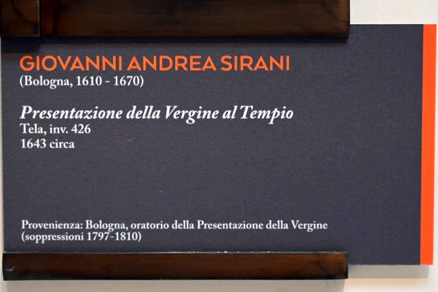 Giovanni Andrea Sirani (1643–1663), Mariä Tempelgang, Bologna, oratorio della Presentazione della Vergine, jetzt Bologna, Pinacoteca Nazionale, Saal 26, um 1643, Bild 2/2