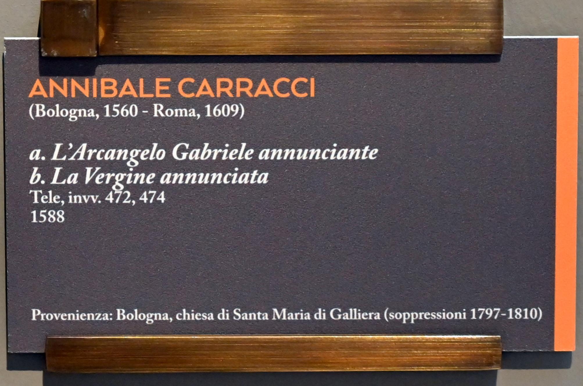 Annibale Carracci (1582–1609), Erzengel Gabriel aus einer Verkündigung, Bologna, Chiesa di Santa Maria in Galliera, jetzt Bologna, Pinacoteca Nazionale, Saal 23, 1588, Bild 2/2
