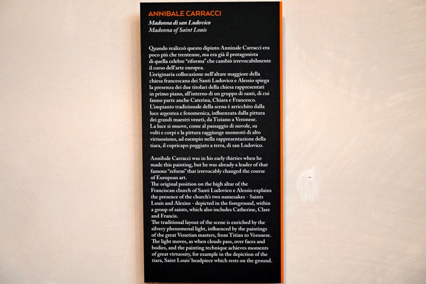 Annibale Carracci (1582–1609), Madonna von San Ludovico, Bologna, ehem. Franziskanerinnenkloster Lodovico und Alessio, jetzt Bologna, Pinacoteca Nazionale, Saal 23, 1590–1592, Bild 3/3