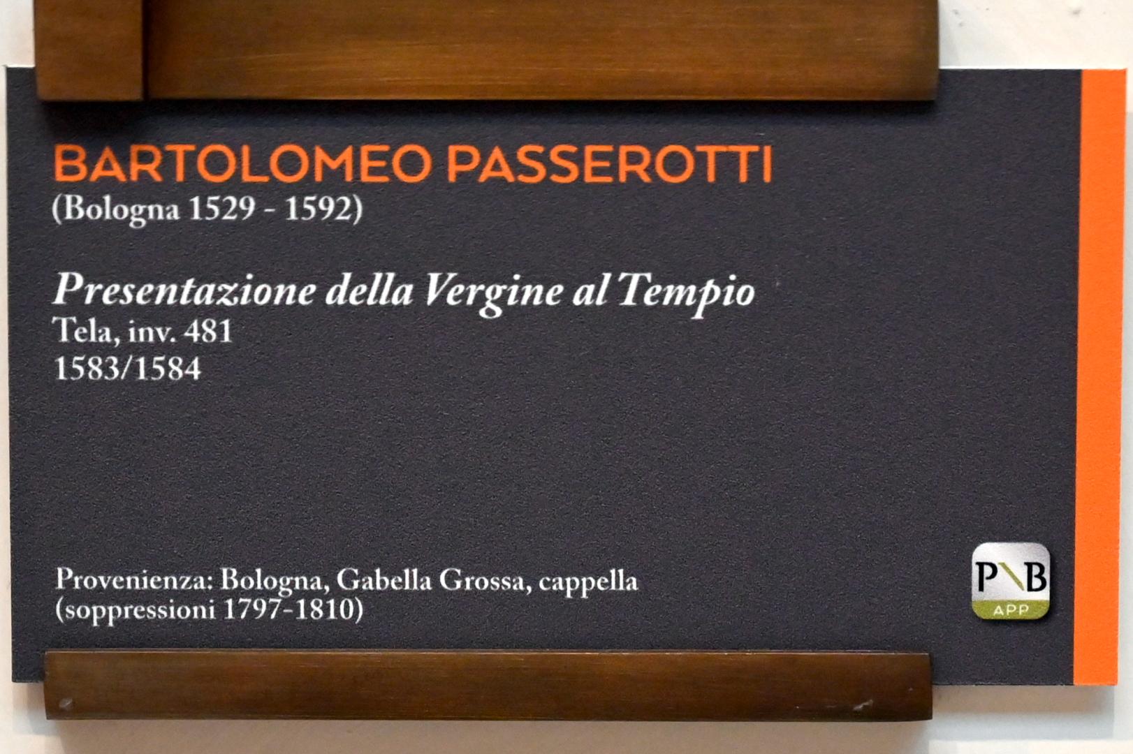 Bartolomeo Passarotti (1570–1583), Mariä Tempelgang, Bologna, ehem. Gabella Grossa, jetzt Bologna, Pinacoteca Nazionale, Saal 22, 1583–1584, Bild 2/3
