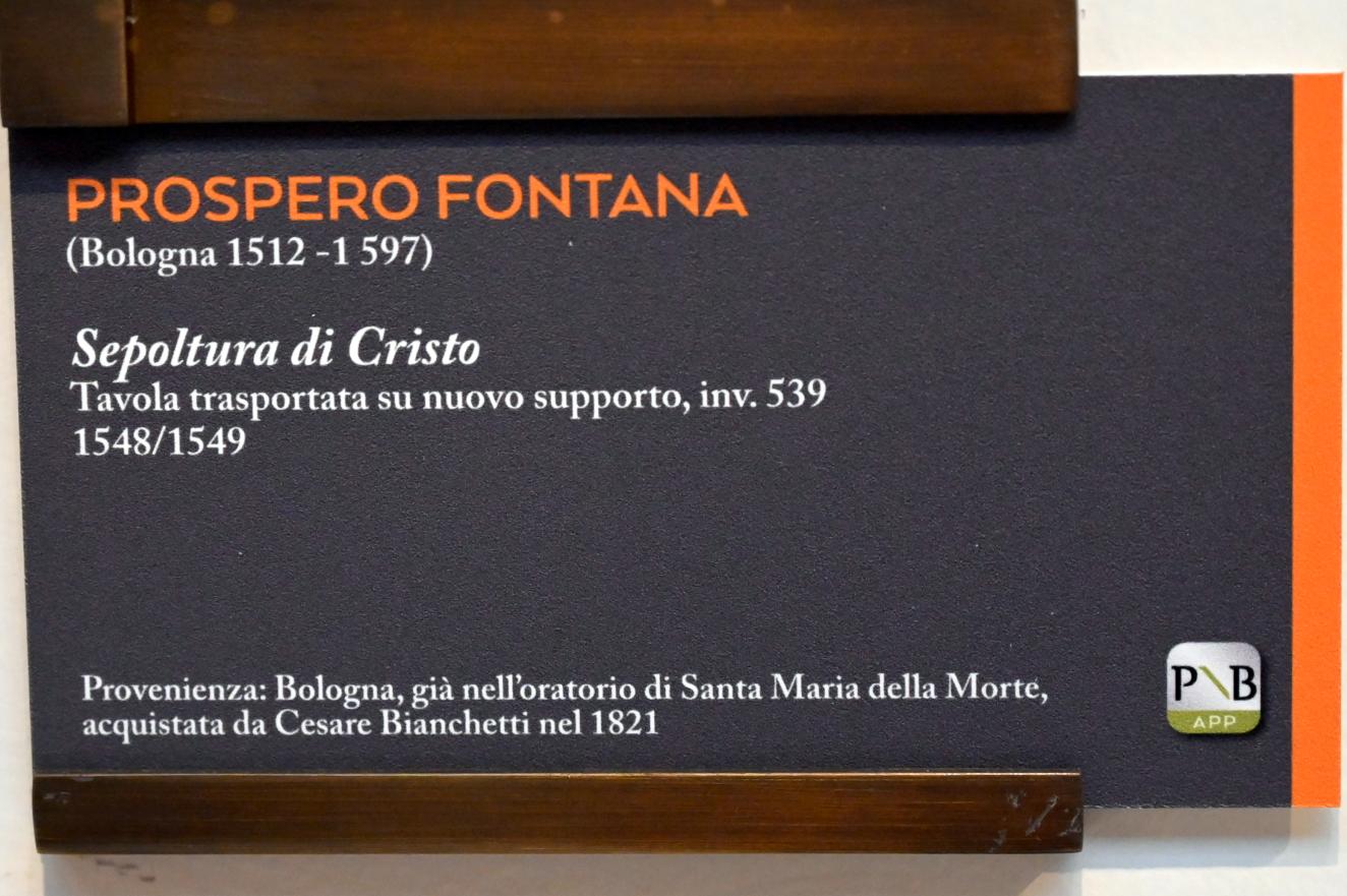 Prospero Fontana (1540–1569), Grablegung Christi, Bologna, Santa Maria della Vita, jetzt Bologna, Pinacoteca Nazionale, Saal 22, 1548–1549, Bild 2/3