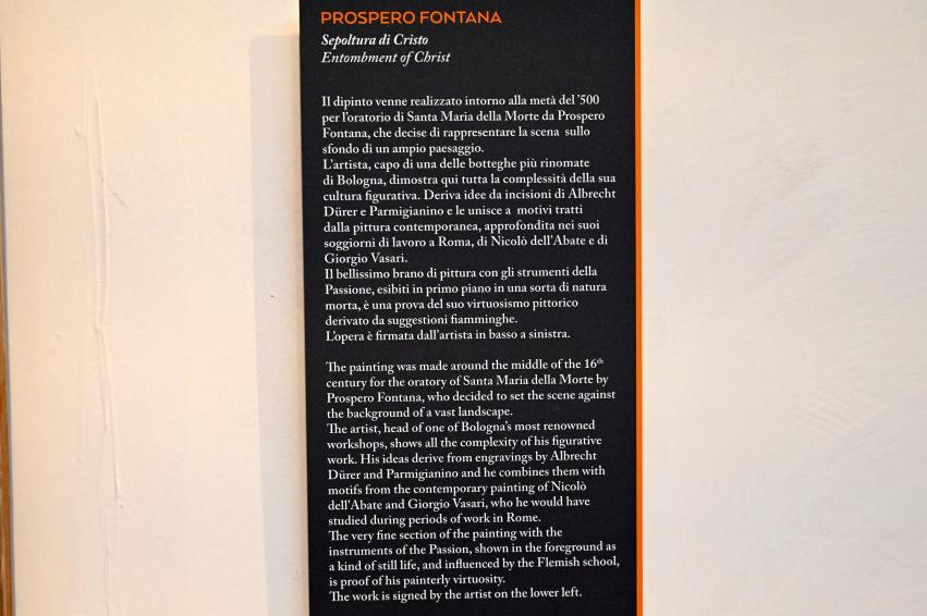 Prospero Fontana (1540–1569), Grablegung Christi, Bologna, Santa Maria della Vita, jetzt Bologna, Pinacoteca Nazionale, Saal 22, 1548–1549, Bild 3/3