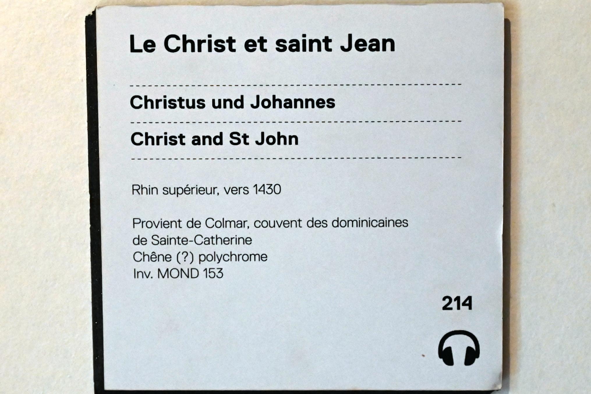 Christus und Johannes, Colmar, ehem. Dominikanerklosters, jetzt Straßburg, Musée de l’Œuvre Notre-Dame (Frauenhausmuseum), um 1430, Bild 4/4