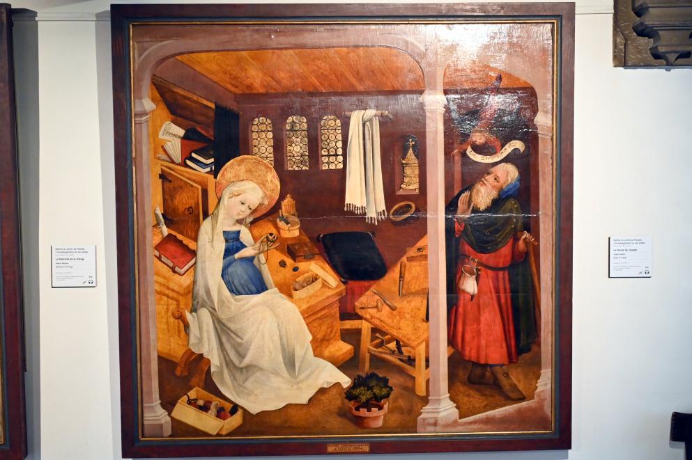 Oberrheinischer Meister (1415–1430), Traum des hl. Josef, Straßburg, Musée de l’Œuvre Notre-Dame (Frauenhausmuseum), um 1430