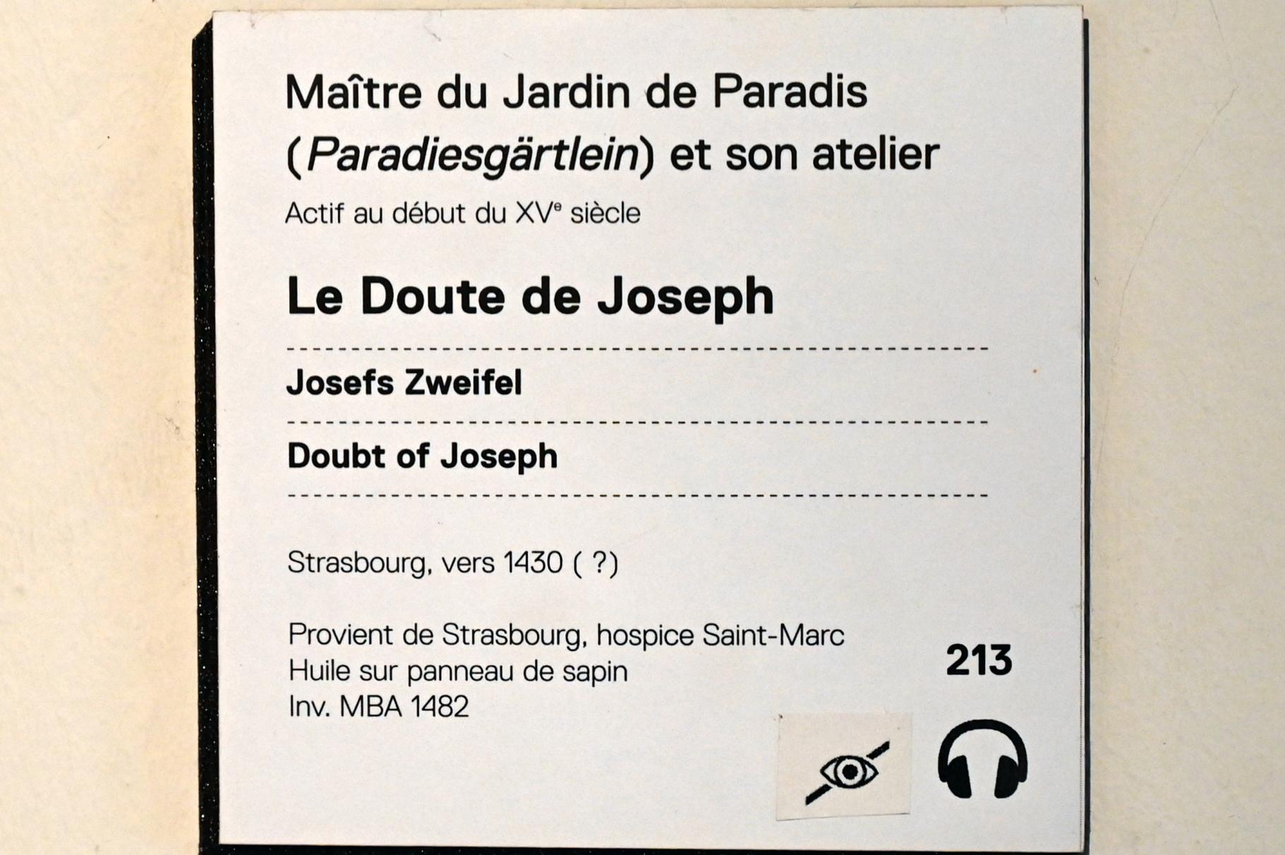 Oberrheinischer Meister (1415–1430), Traum des hl. Josef, Straßburg, Musée de l’Œuvre Notre-Dame (Frauenhausmuseum), um 1430, Bild 2/2