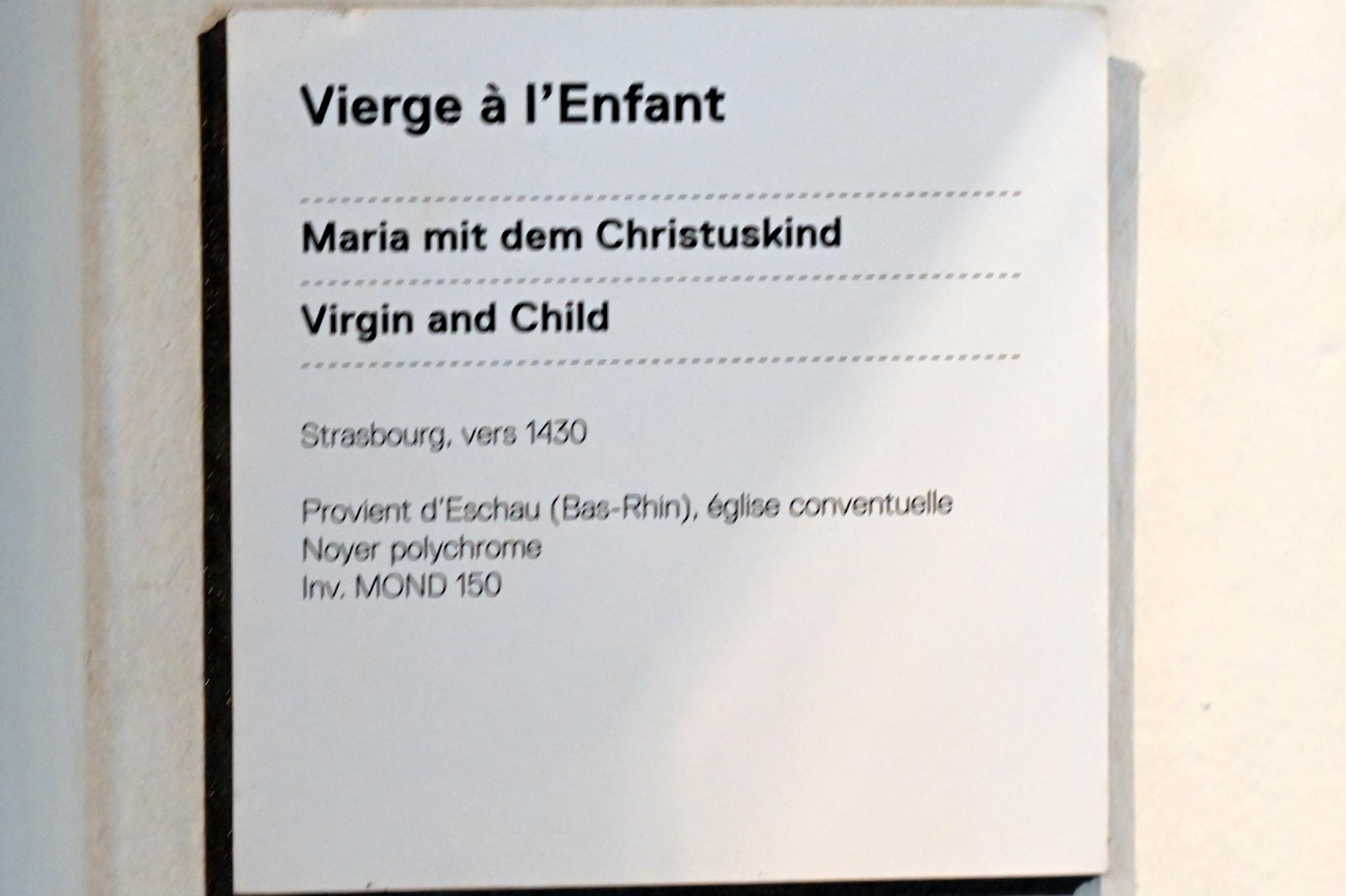 Maria mit Kind, Straßburg, Musée de l’Œuvre Notre-Dame (Frauenhausmuseum), um 1430, Bild 3/3