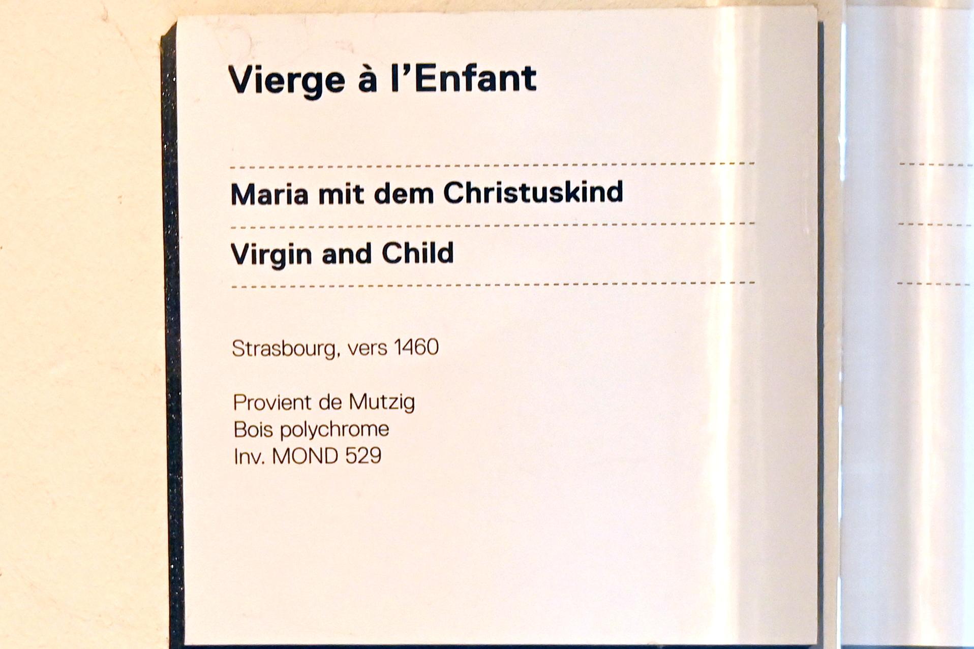 Maria mit Kind, Straßburg, Musée de l’Œuvre Notre-Dame (Frauenhausmuseum), um 1460, Bild 5/5