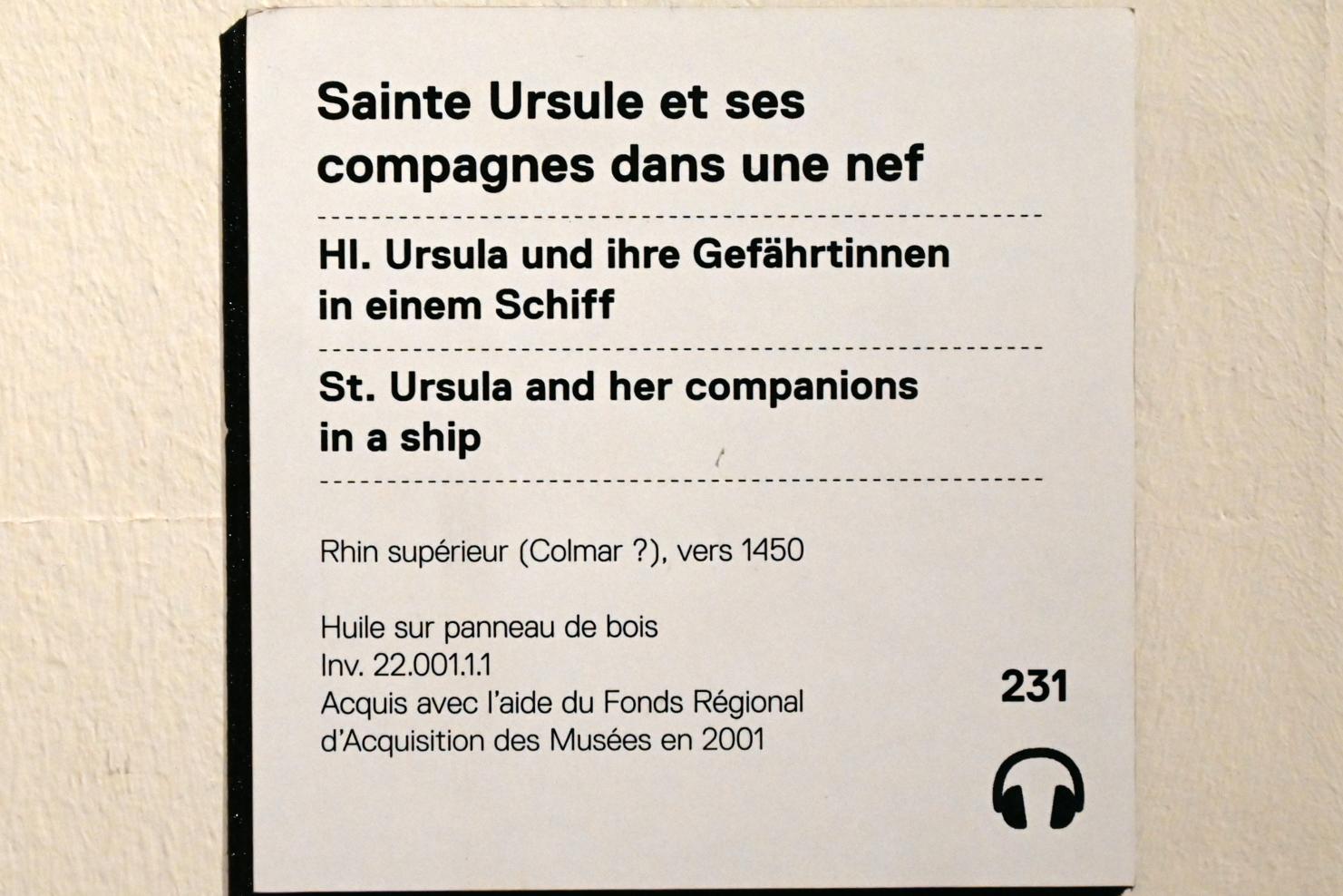Heilige Ursula und ihre Gefährtinnen in einem Schiff, Straßburg, Musée de l’Œuvre Notre-Dame (Frauenhausmuseum), um 1450, Bild 2/2