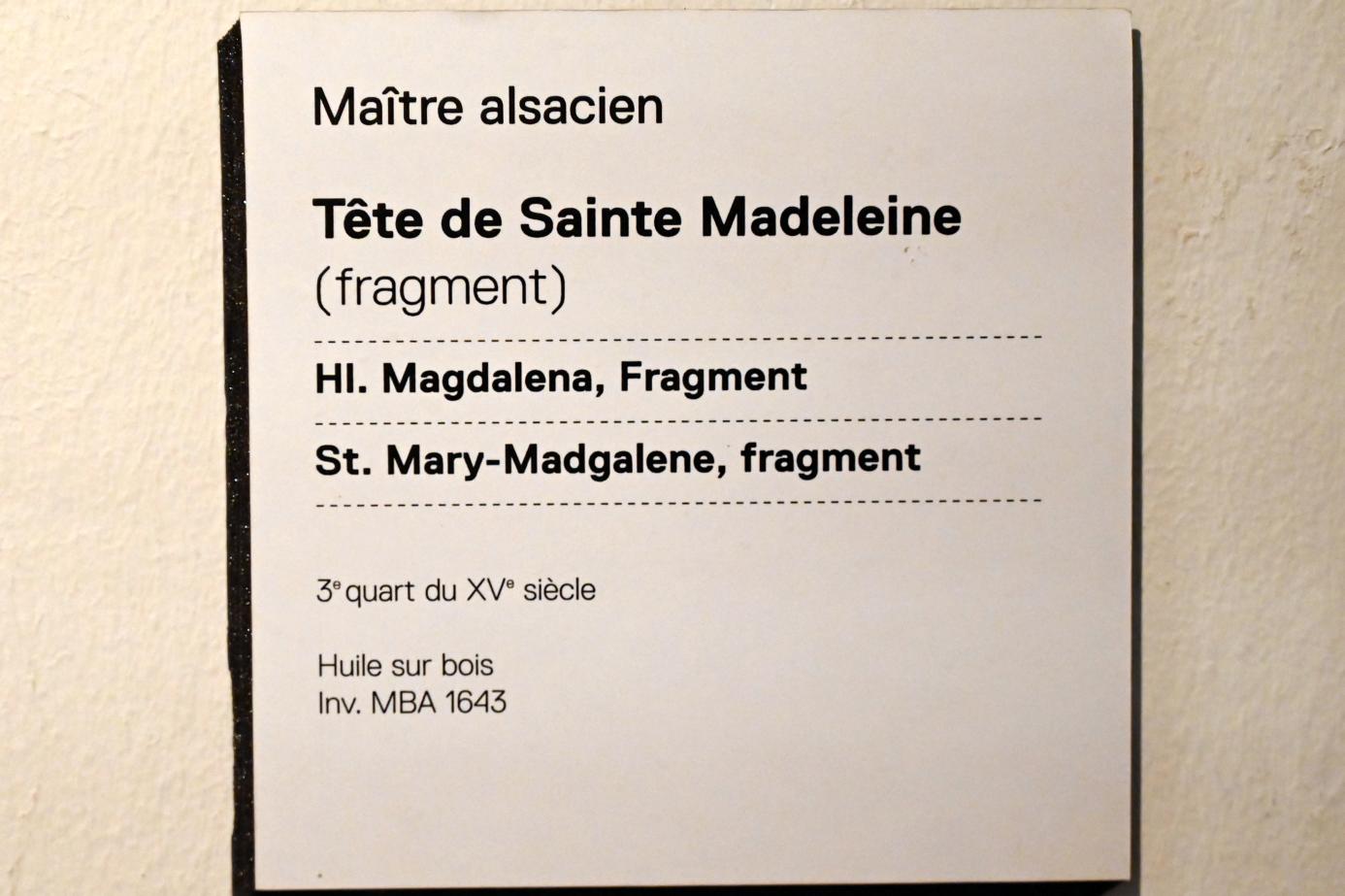 Heilige Maria Magdalena, Straßburg, Musée de l’Œuvre Notre-Dame (Frauenhausmuseum), 3. Viertel 15. Jhd., Bild 2/2