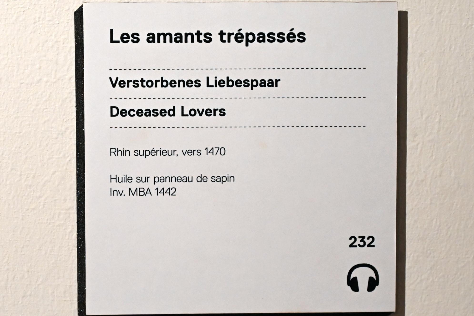 Verstorbenes Liebespaar, Straßburg, Musée de l’Œuvre Notre-Dame (Frauenhausmuseum), um 1470, Bild 2/2