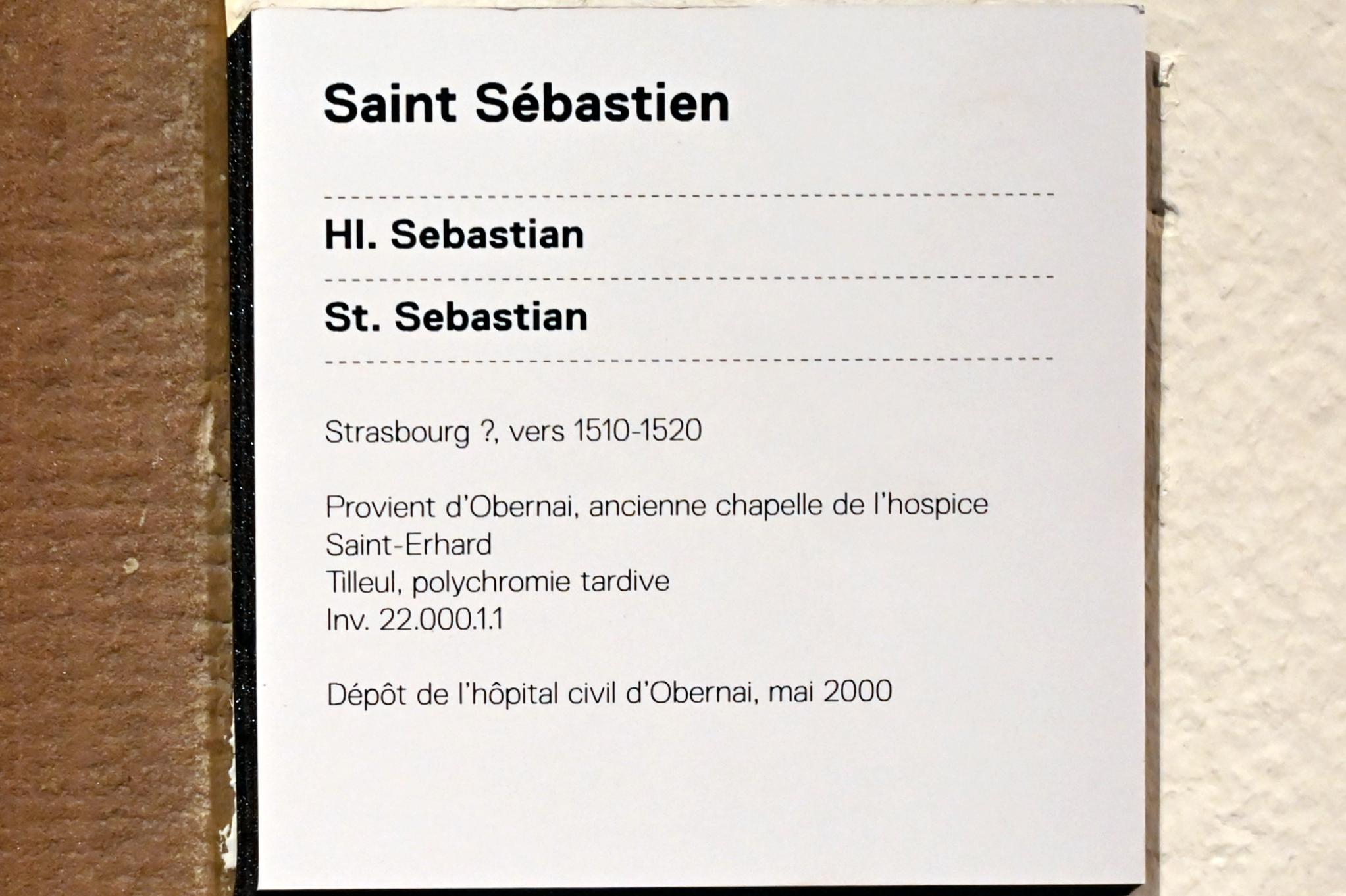 Heiliger Sebastian, Straßburg, Musée de l’Œuvre Notre-Dame (Frauenhausmuseum), um 1510–1520, Bild 2/2