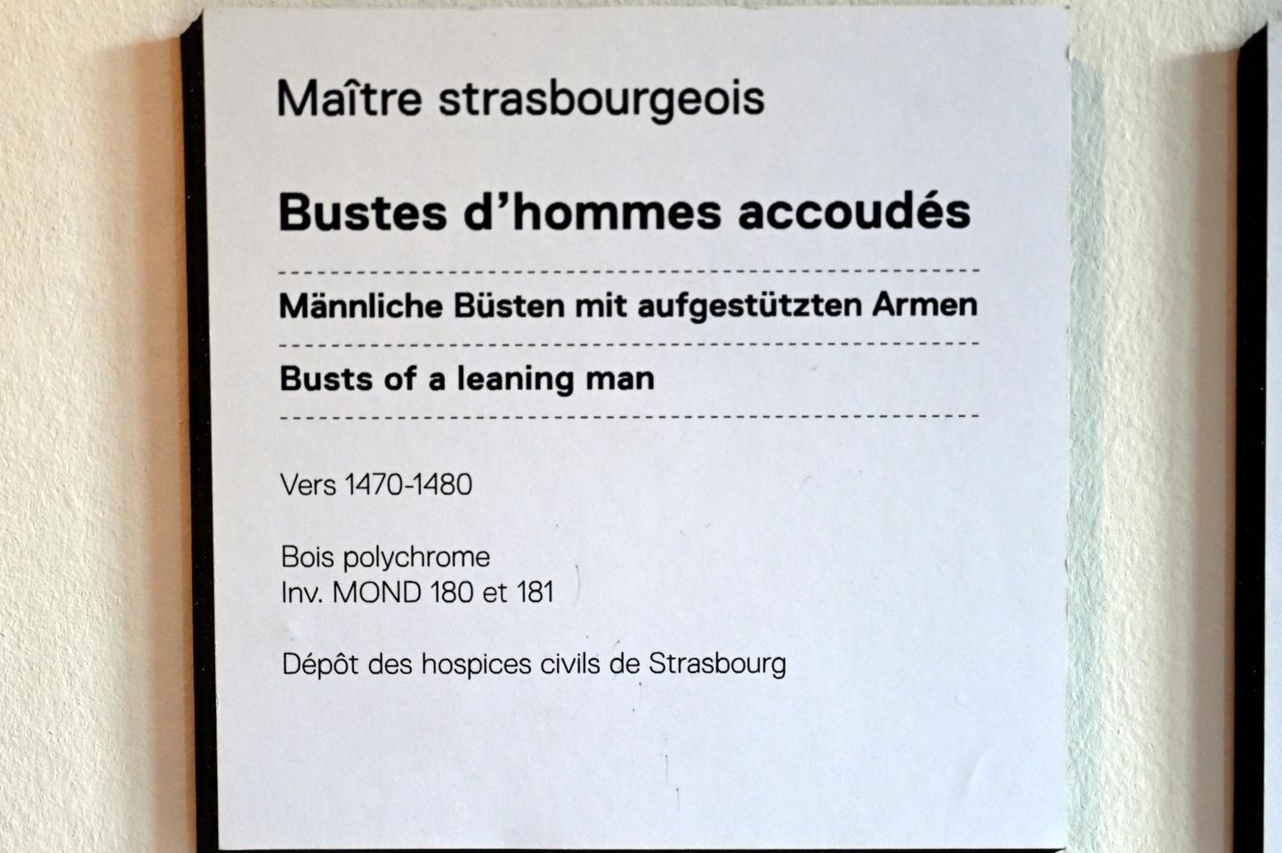 Männliche Büste mit aufgestützten Armen, Straßburg, Musée de l’Œuvre Notre-Dame (Frauenhausmuseum), um 1470–1480, Bild 3/3