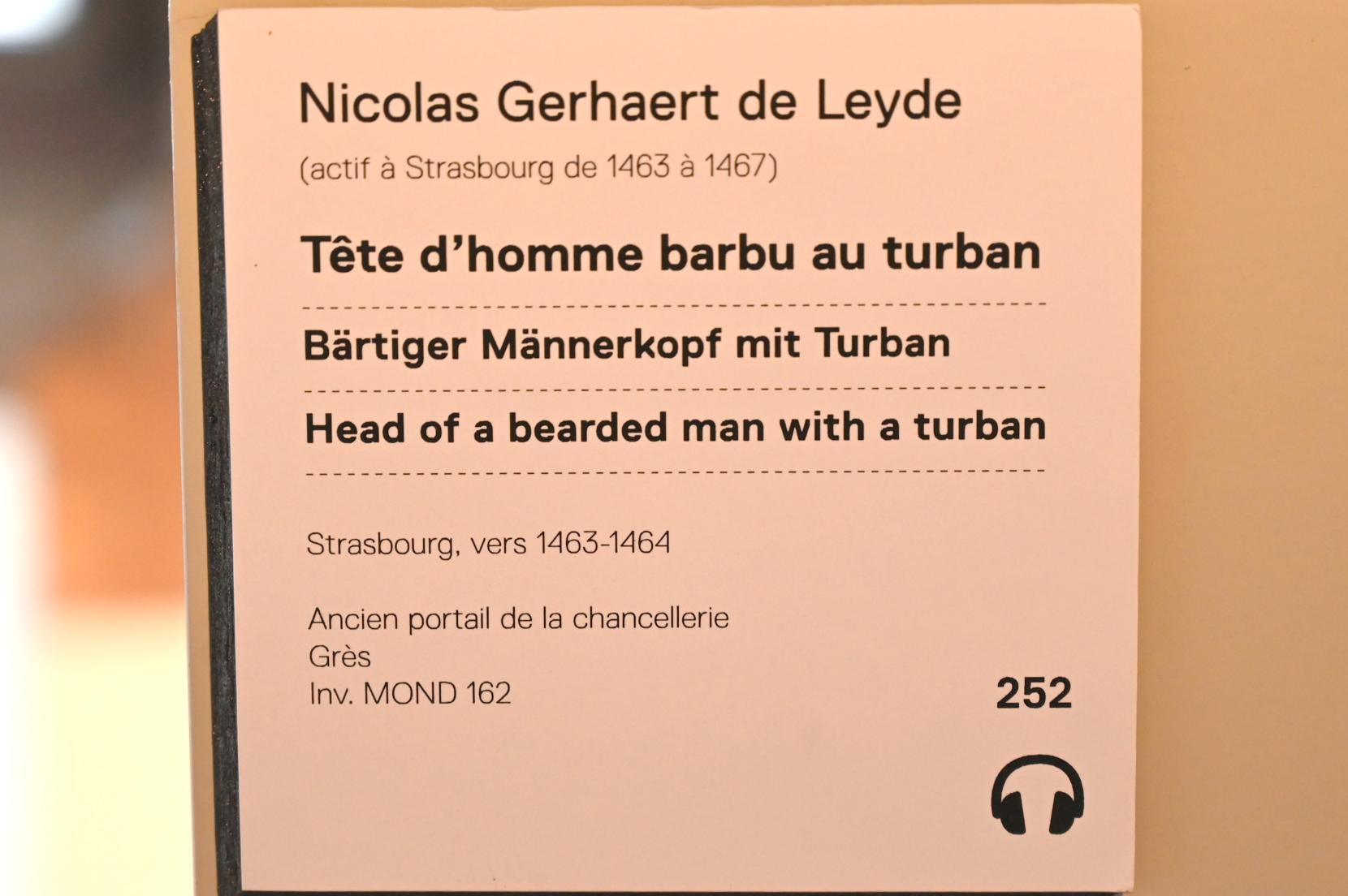 Nicolaus Gerhaert van Leyden (1462–1466), Bärtiger Männerkopf mit Turban, Straßburg, Musée de l’Œuvre Notre-Dame (Frauenhausmuseum), um 1463–1464, Bild 2/2