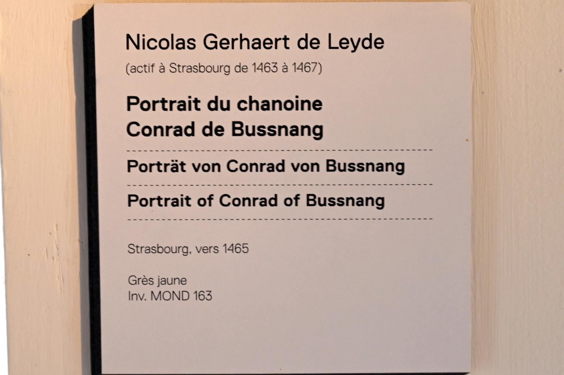 Nicolaus Gerhaert van Leyden (1462–1466), Porträt des Konrad IV. von Bussnang, Straßburg, Musée de l’Œuvre Notre-Dame (Frauenhausmuseum), um 1465, Bild 2/2