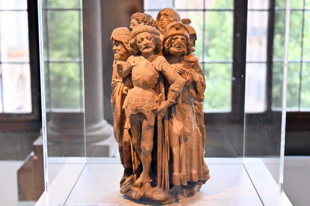 Figurengruppe einer Kreuzigung: Soldat mit Nikodemus und Josef von Arimathäa, Straßburg, Musée de l’Œuvre Notre-Dame (Frauenhausmuseum), um 1470–1480