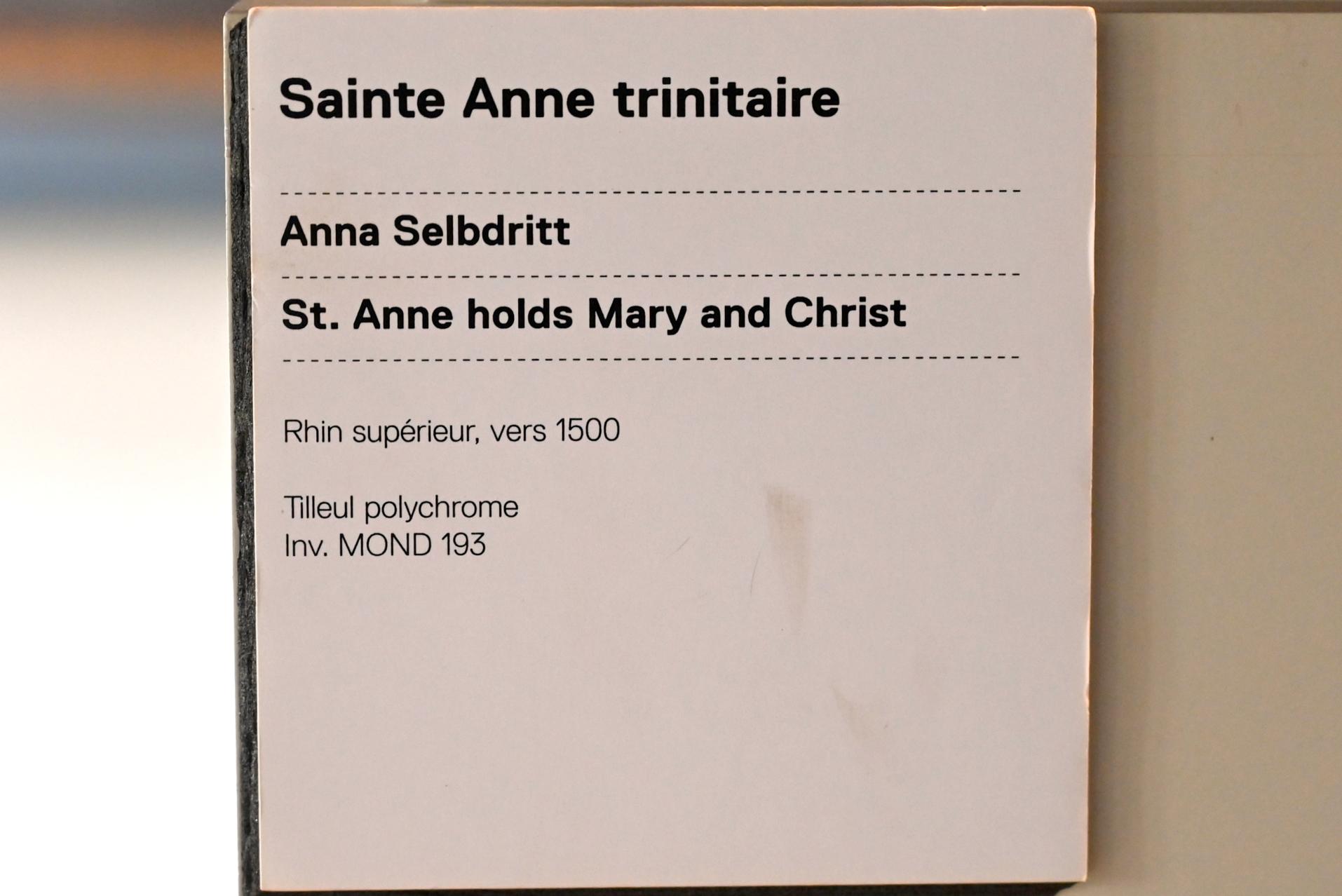 Anna Selbdritt, Straßburg, Musée de l’Œuvre Notre-Dame (Frauenhausmuseum), um 1500, Bild 4/4