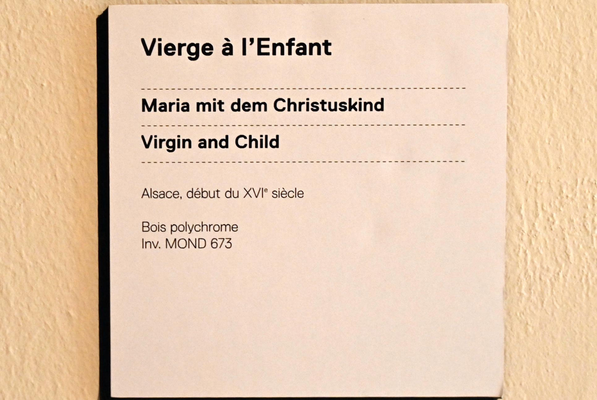 Maria mit Kind, Straßburg, Musée de l’Œuvre Notre-Dame (Frauenhausmuseum), Beginn 16. Jhd., Bild 2/2