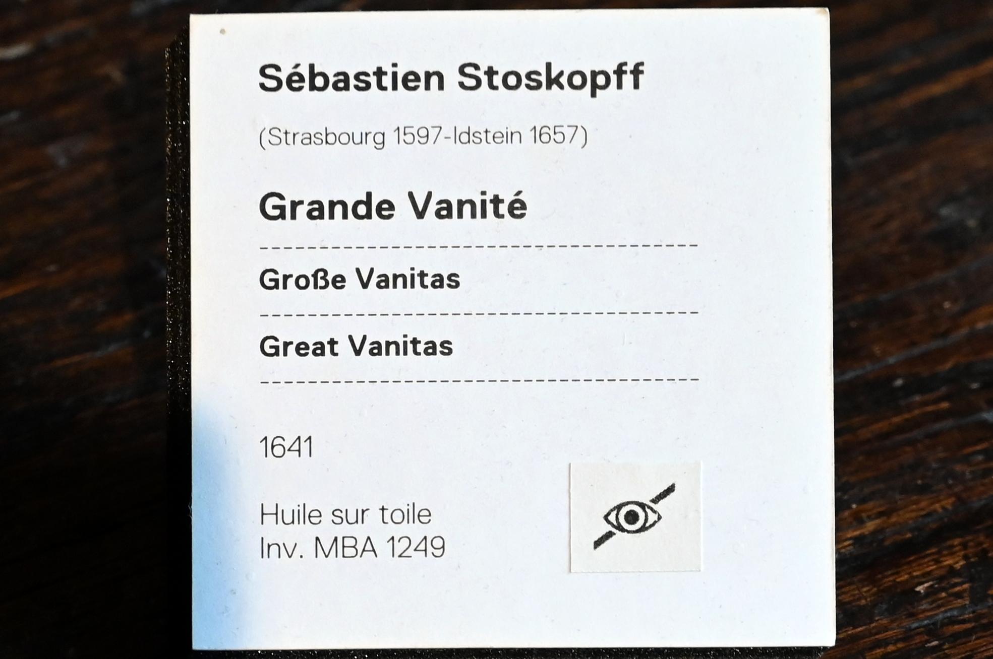 Sebastian Stoskopff (1620–1645), Großes Vanitas-Stillleben, Straßburg, Musée de l’Œuvre Notre-Dame (Frauenhausmuseum), 1641, Bild 2/4