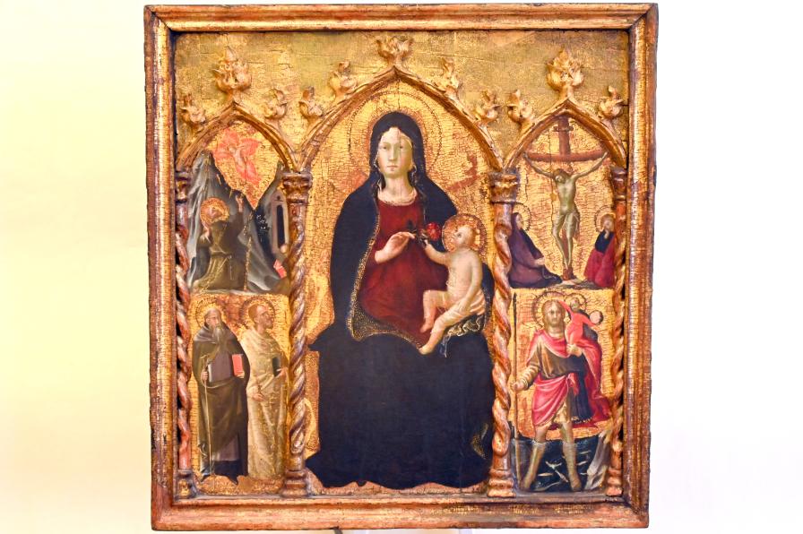 Arcangelo di Cola (1421–1432), Thronende Maria mit Kind und Heiligen, Urbino, Galleria Nazionale delle Marche, Saal 5, um 1420–1422