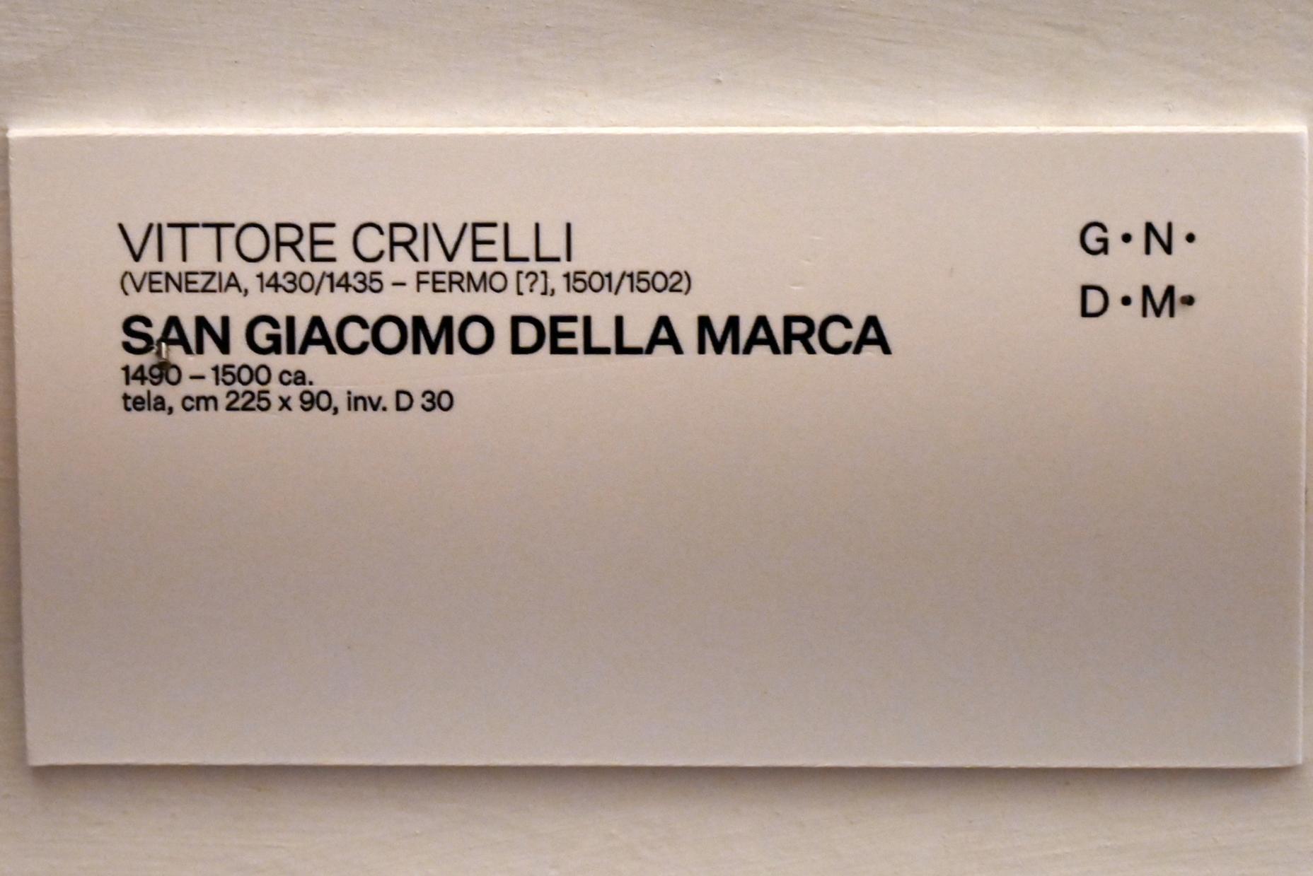 Vittore Crivelli (1481–1495), San Giacomo della Marca, Urbino, Galleria Nazionale delle Marche, Saal 7, um 1490–1500, Bild 2/2
