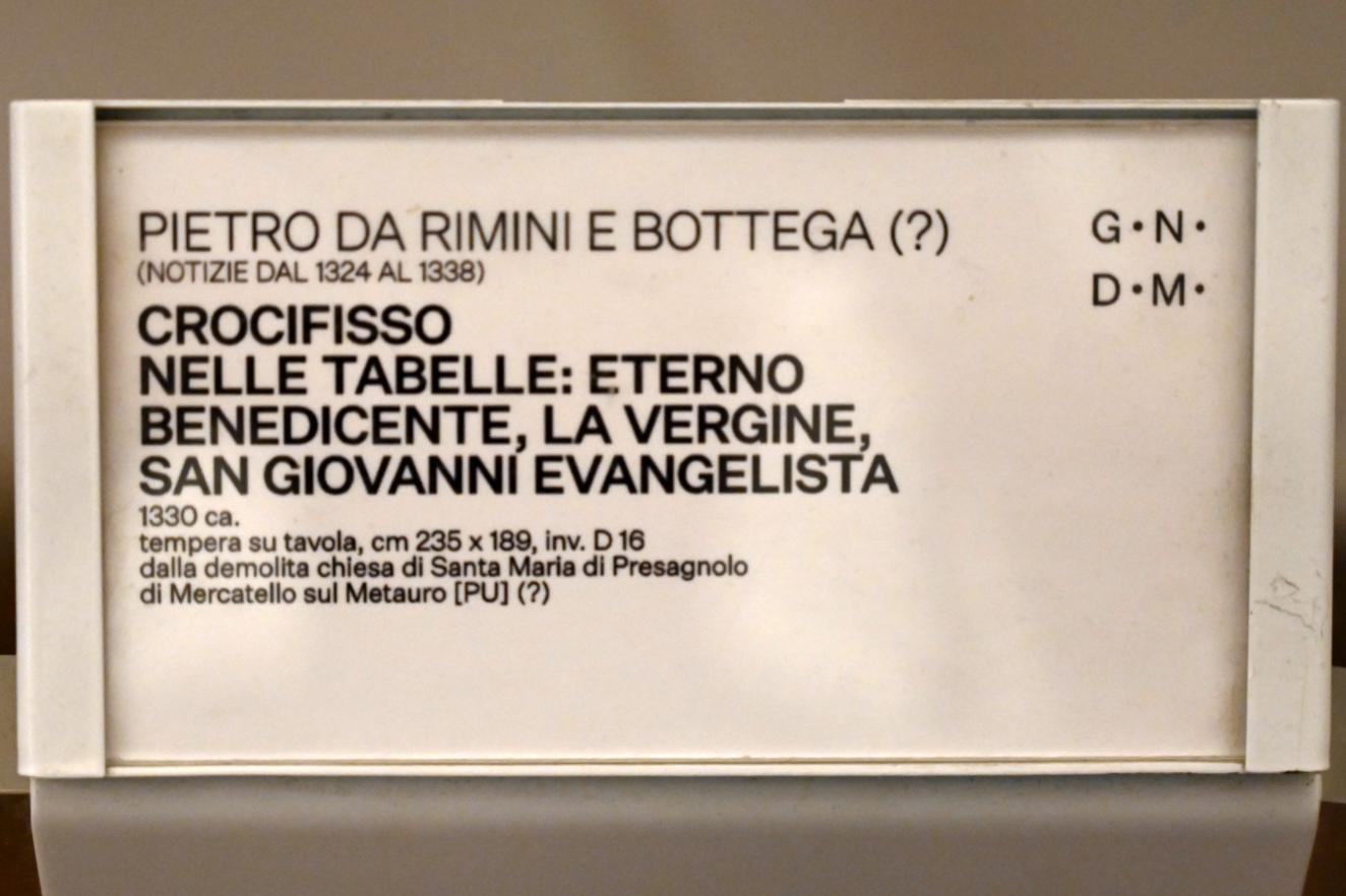 Pietro da Rimini (1325–1330), Kruzifixus, Mercatello sul Metauro, ehem. Kirche Santa Maria di Presagnolo, jetzt Urbino, Galleria Nazionale delle Marche, Saal 10, um 1330, Bild 2/2