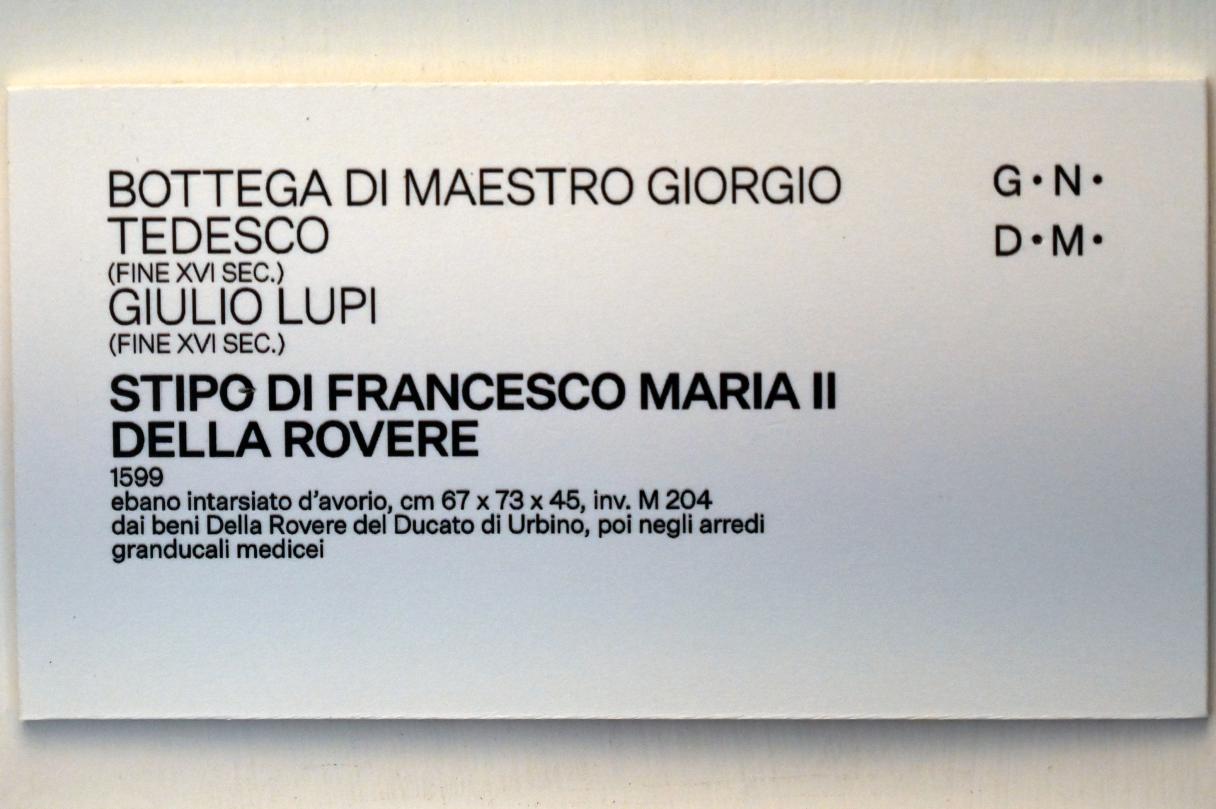 Maestro Giorgio Tedesco (Werkstatt) (1597–1599), Kabinettschrank von Francesco Maria II. della Rovere, Urbino, Galleria Nazionale delle Marche, Saal 13, 1599, Bild 2/2