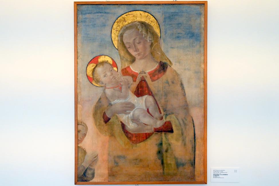 Andrea del Verrocchio (Werkstatt) (1472–1475), Maria mit Kind und Beterin, Urbino, Monastero di Santa Chiara, jetzt Urbino, Galleria Nazionale delle Marche, Saal 19, um 1470–1480