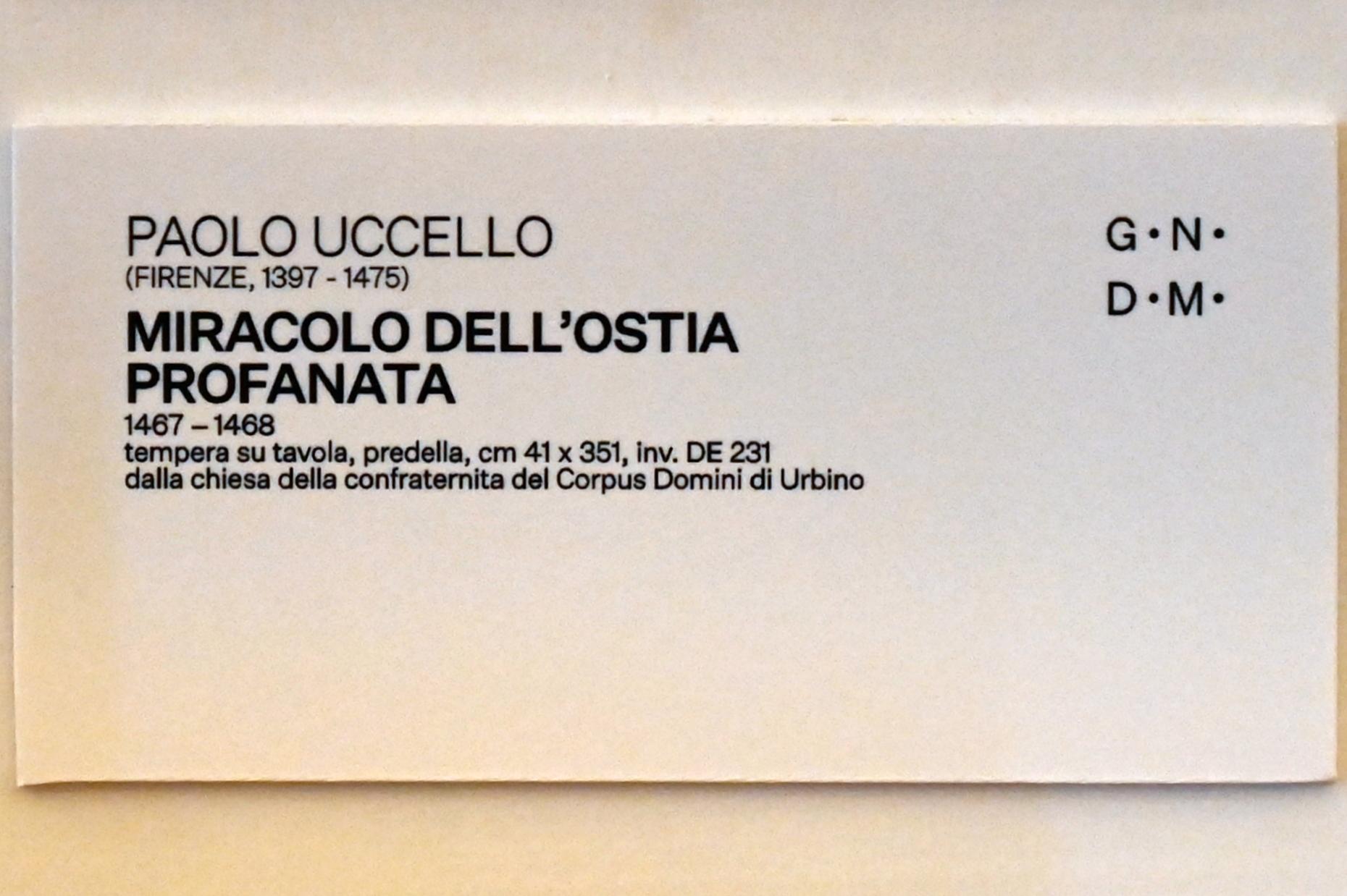 Paolo Uccello (Paolo di Dono) (1435–1467), Wunder der entweihten Hostie, Urbino, Chiesa della confraternita del Corpus Domini, jetzt Urbino, Galleria Nazionale delle Marche, Saal 21, 1467–1468, Bild 2/2