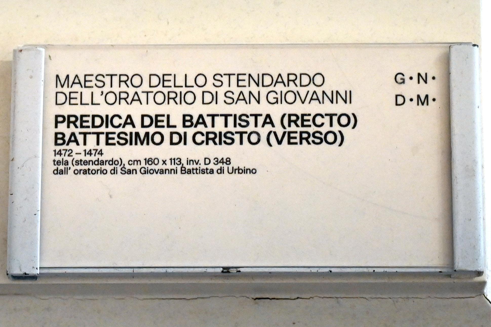 Maestro dello stendardo dell'Oratorio di San Giovanni (1473), Predigt Johannes des Täufers, Urbino, Oratorio di San Giovanni Battista, jetzt Urbino, Galleria Nazionale delle Marche, Saal 23, 1472–1474, Bild 2/2