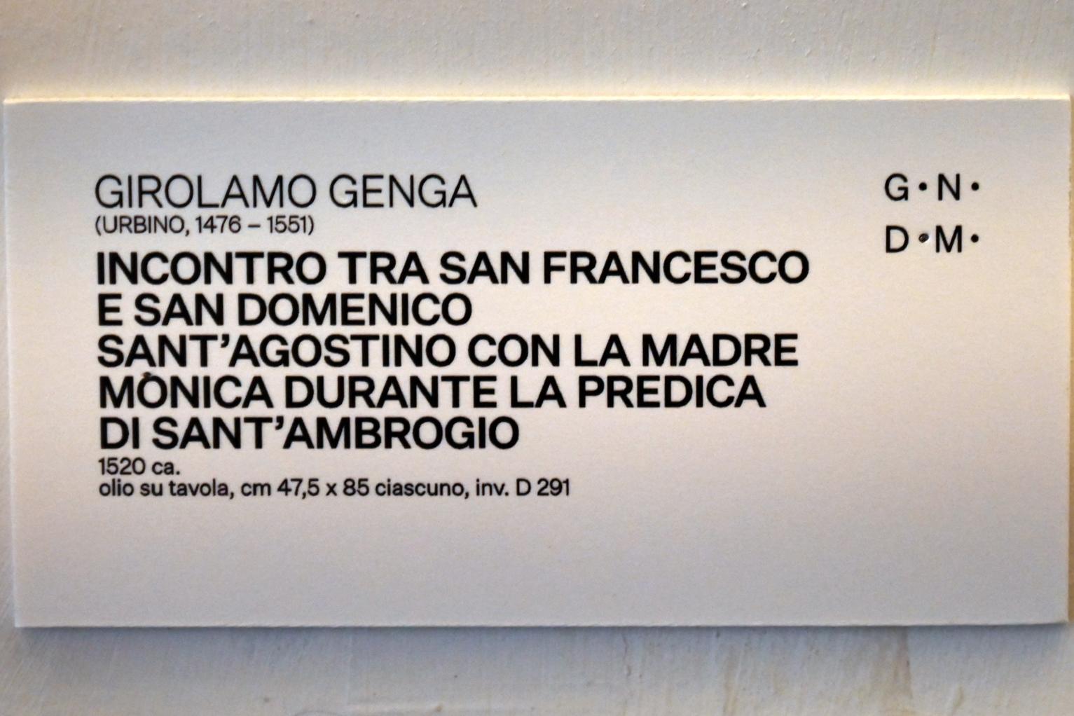 Girolamo Genga (1503–1551), Begegnung der heiligen Franziskus und Dominikus, Urbino, Galleria Nazionale delle Marche, Saal 28, um 1520, Bild 2/2