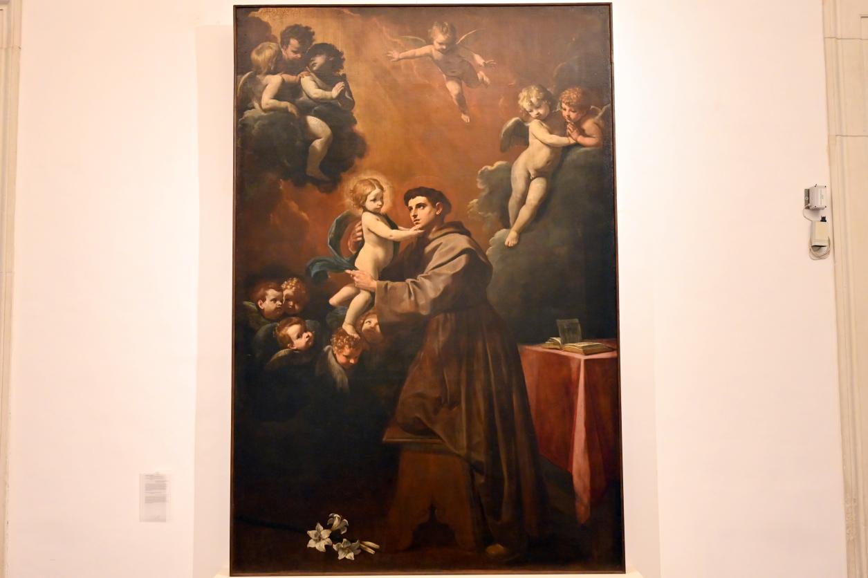 Simone Cantarini (Pesarese) (1630–1640), Heiliger Antonius von Padua mit dem Jesusknaben, Cagli, Chiesa di San Francesco, jetzt Urbino, Galleria Nazionale delle Marche, Obergeschoß Saal 1, um 1640