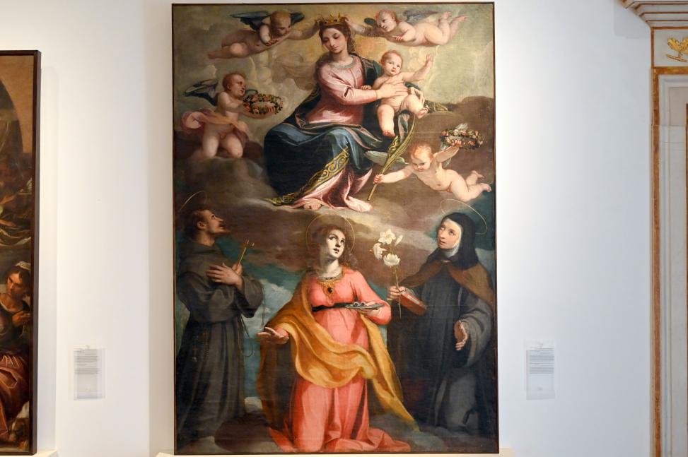 Claudio Ridolfi (1602–1637): Maria mit Kind in der Glorie und den heiligen Franziskus, Lucia und Klara, 1608–1610