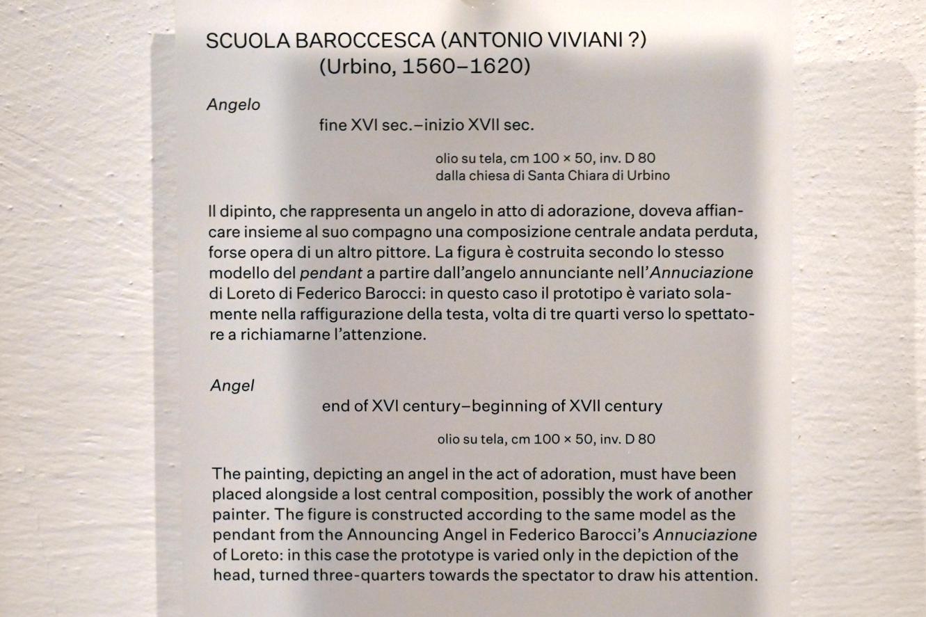 Antonio Viviani (il Sordo di Urbino) (1600–1613), Engel, Urbino, Monastero di Santa Chiara, jetzt Urbino, Galleria Nazionale delle Marche, Obergeschoß Saal 5, um 1590–1610, Bild 2/2