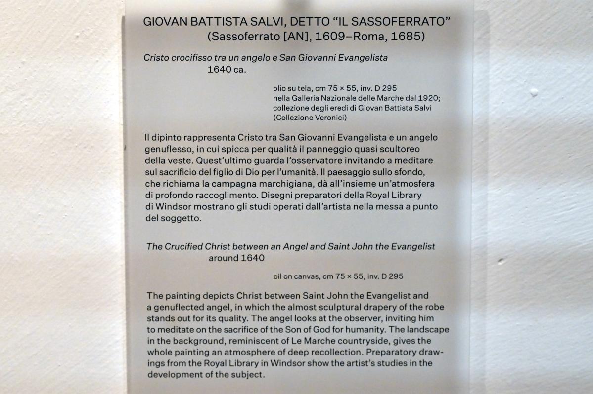 Giovanni Battista Salvi (Sassoferrato) (1638–1672), Gekreuzigter Christus mit einem Engel und dem Evangelisten Johannes, Urbino, Galleria Nazionale delle Marche, Obergeschoß Saal 5, um 1640, Bild 2/2
