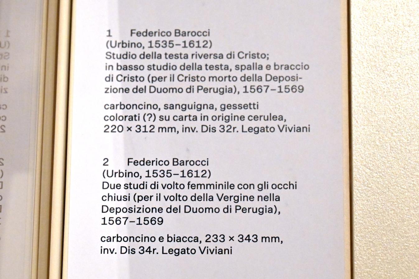 Federico Barocci (1557–1612), Zwei Studien eines weiblichen Gesichts mit geschlossenen Augen, Urbino, Galleria Nazionale delle Marche, Obergeschoß Saal 7, 1567–1569, Bild 2/2