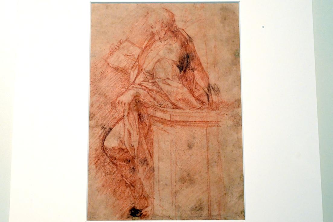Antonio Viviani (il Sordo di Urbino) (1600–1613): Figur eines älteren Mannes, der sich an eine Säule lehnt, um 1590–1610