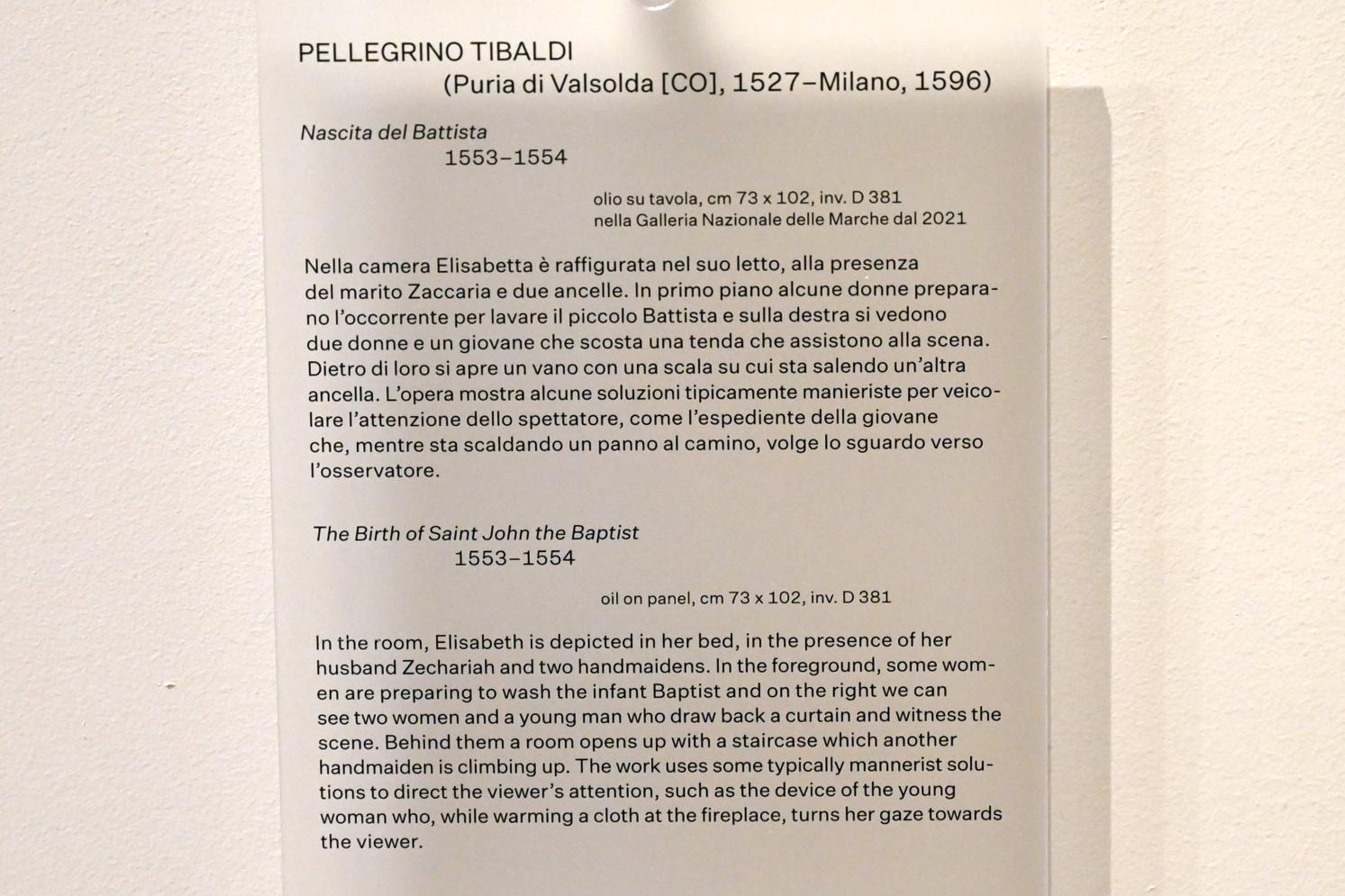 Pellegrino Tibaldi (1553), Geburt Johannes des Täufers, Urbino, Galleria Nazionale delle Marche, Obergeschoß Saal 8, 1553–1554, Bild 2/2